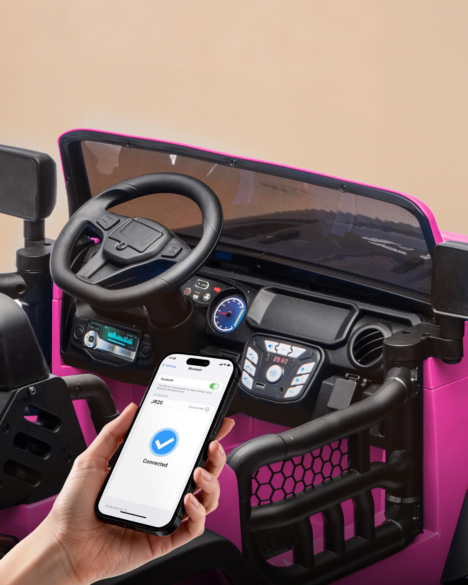 2 Seater Ride on Car Toy, 12V Electric Car for Kids 4-8 with Remote Control, Capacity 150 lb, LED Light - Hot Pink