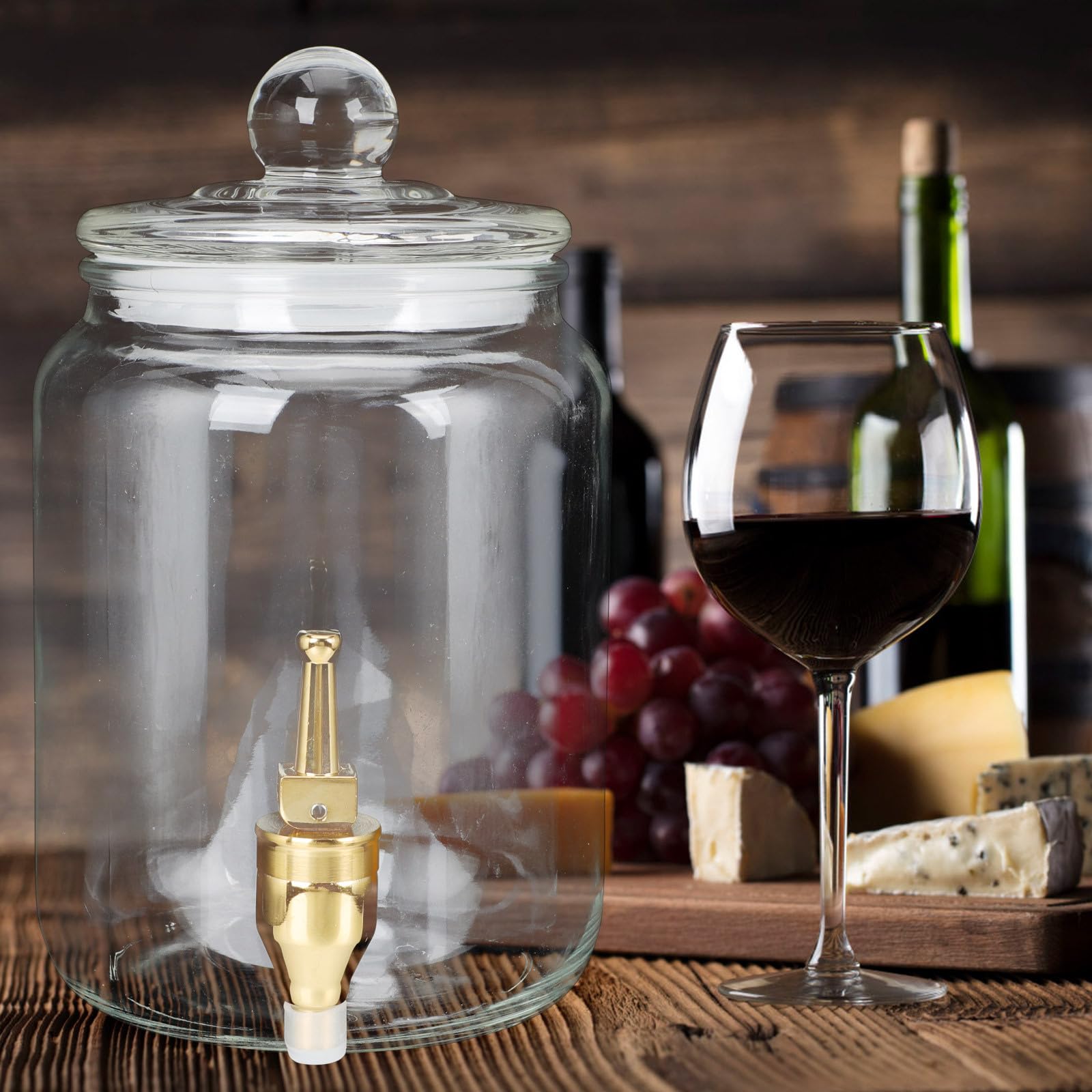 Bocal à Vin en Verre avec Robinet, Récipient Hermétique pour Fermentation
