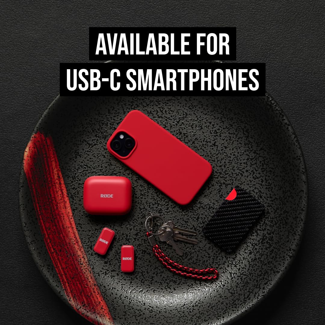 RØDE Wireless Micro Kompakter kabelloser Mikrofon Zwei Mikrofone Ladecase USB-C Rot