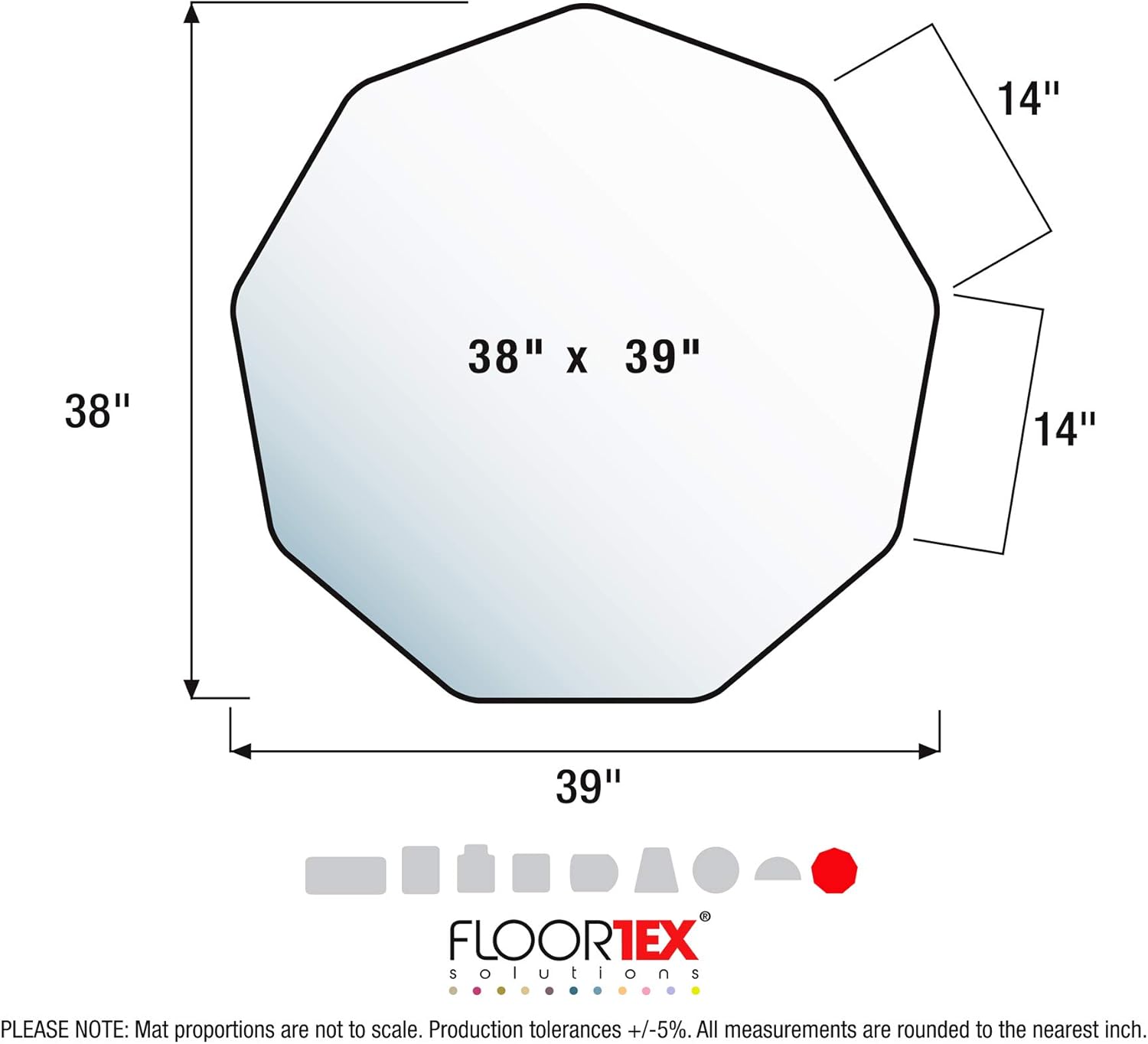 Floortex® 9Mat® Polycarbonate 9-Sided Clear Chair Mat for Hard Floors- 38" x 39"