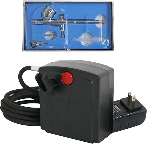 Kit de sistema de aerógrafo con mini compresor de aire, multiuso de doble acción en aerosol, juego de cepillos de aire de alimentación por gravedad,