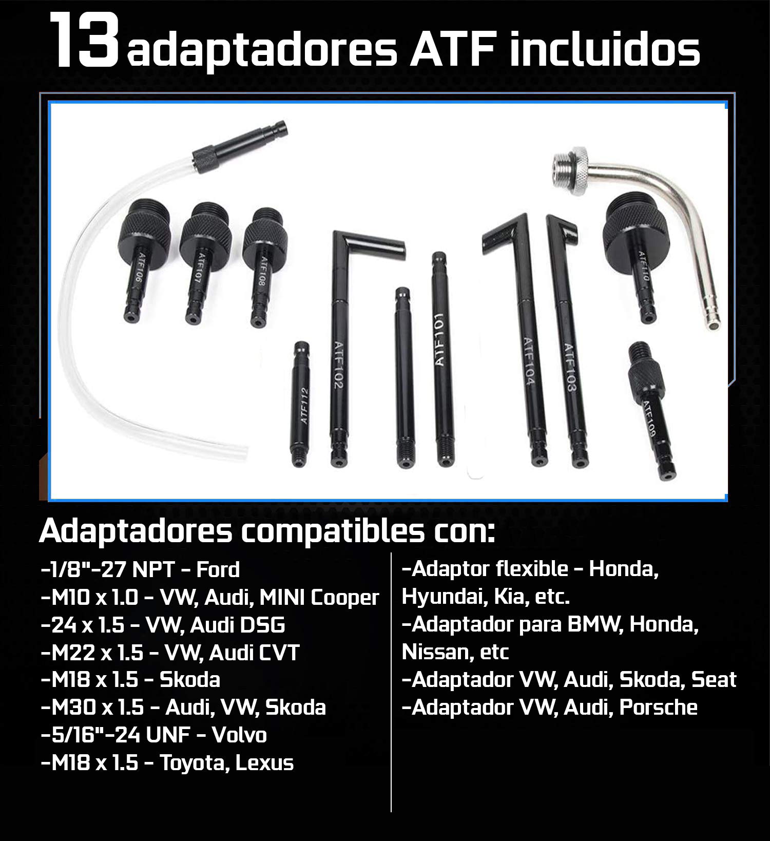 JOMAFA - Bomba neumatica para cambio de aceite sistemas de transmision con 13 adaptadores, 6 litros