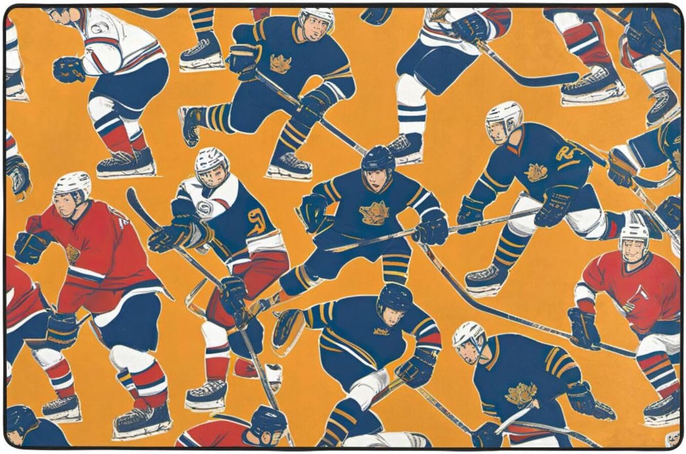 Hockey Print Indoor Doormat Entryway Door Mat, Accent Throw Rug for Bedroom Kitchen Entryway Bathroom Carpet