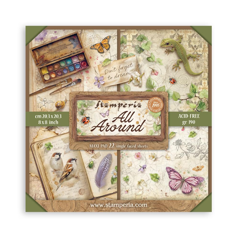 Stamperia 8"" x 8"" Single Sided Maxi Paper Pack All Around  SBBSXB25