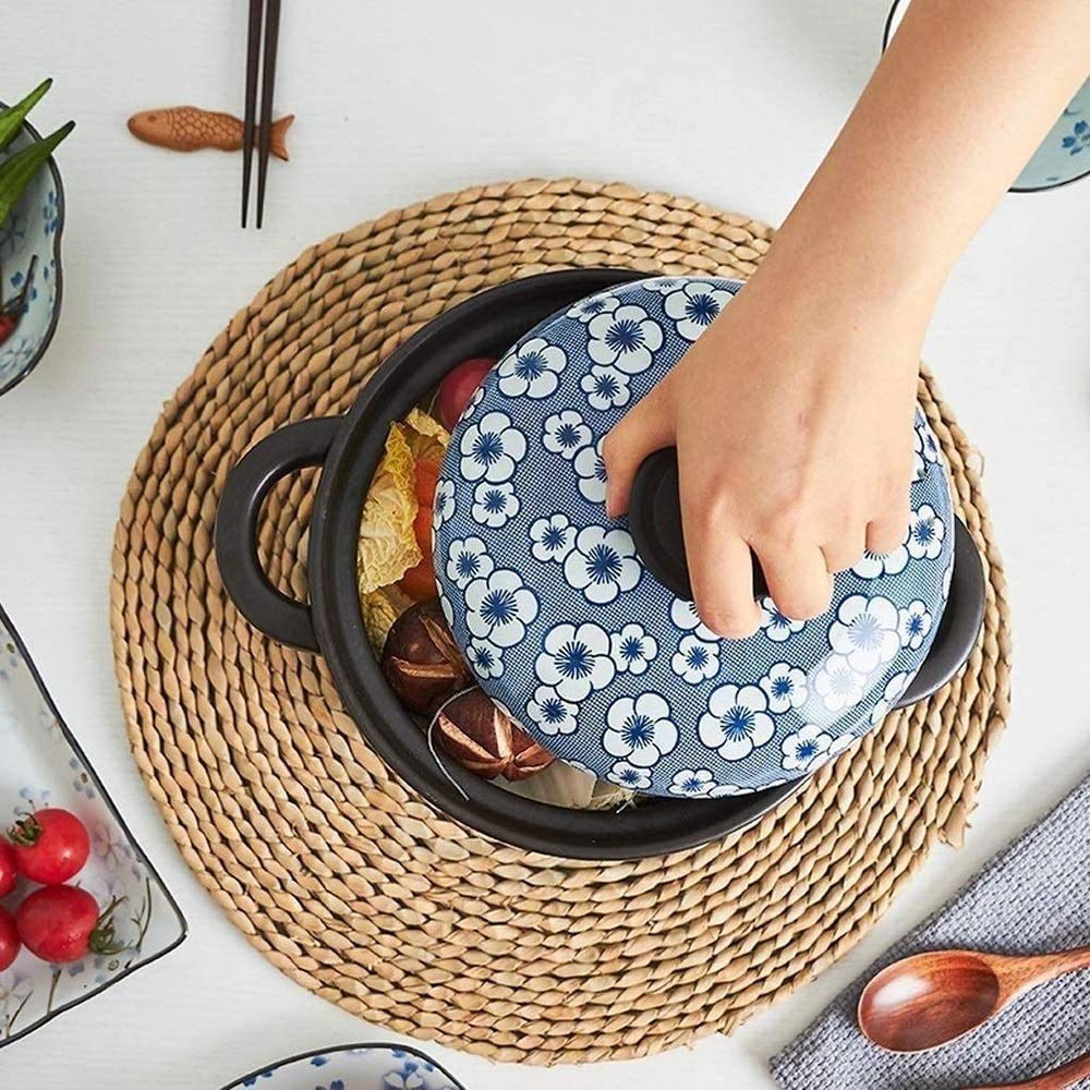 Casseruole smaltate con Fiori di pesco in Stile Giapponese Pentole di Terracotta in Ceramica Pentole in Ceramica Pentole a Lobscouse