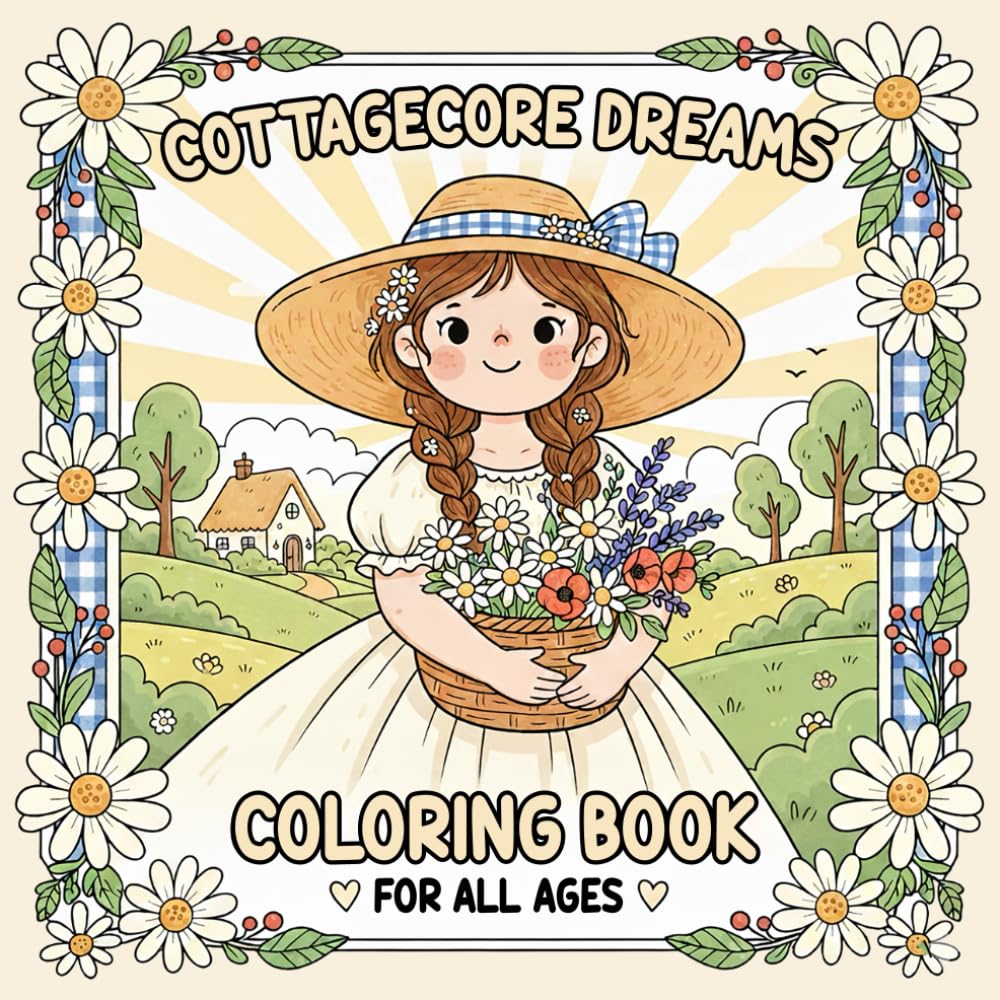 Cottagecore Dreams Coloring Book: Cute Cozy Cottage, Vintage Objects & Whimsical Country Life Coloring Pages for Relaxation and Joy — Perfect for All Ages