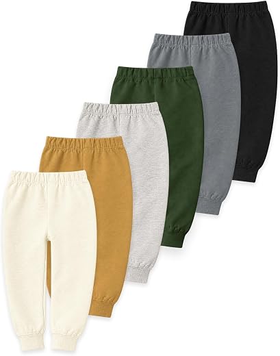 Kuchipoo Boys and Girls Cotton Joggers Combo | Soft Elastic Waist | Cute Animal Prints | Everyday Wear | Pack of 6