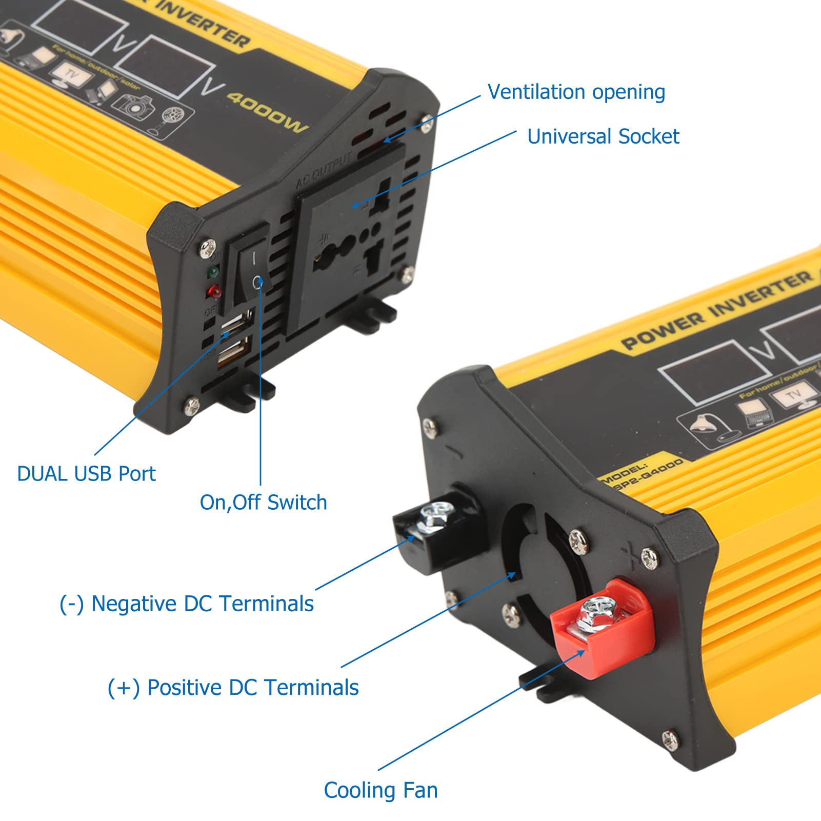 Kit de Inversor Solar, Kit de Inversor de Panel Solar Monocristalino de 18 W Controlador de Carga de 30 A Inversor Inversor de 300 W Protección Completa Pantalla LCD para Exteriores (12V a 220V)