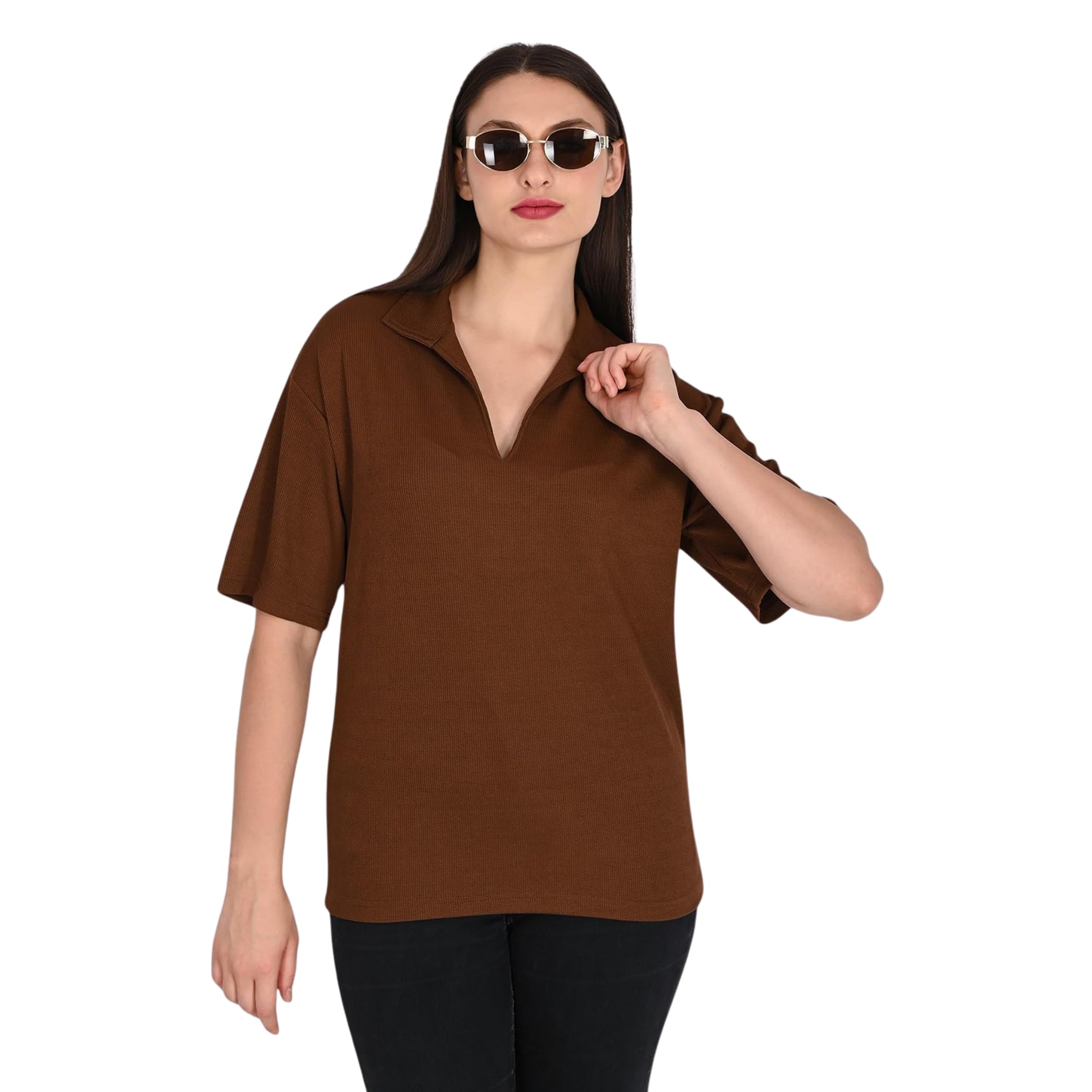 traquila Women's Polo Collar & V-Neck Top T-Shirt | Soft, Streachable Fabric with Short Sleeves | Casually wear-picture-38