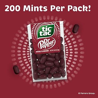 Tic Tac Dr Pepper, Pocket-sized Mints, Dr Pepper Flavored On-the-Go Refreshment, Bulk 8 pack, 3.4 oz Each