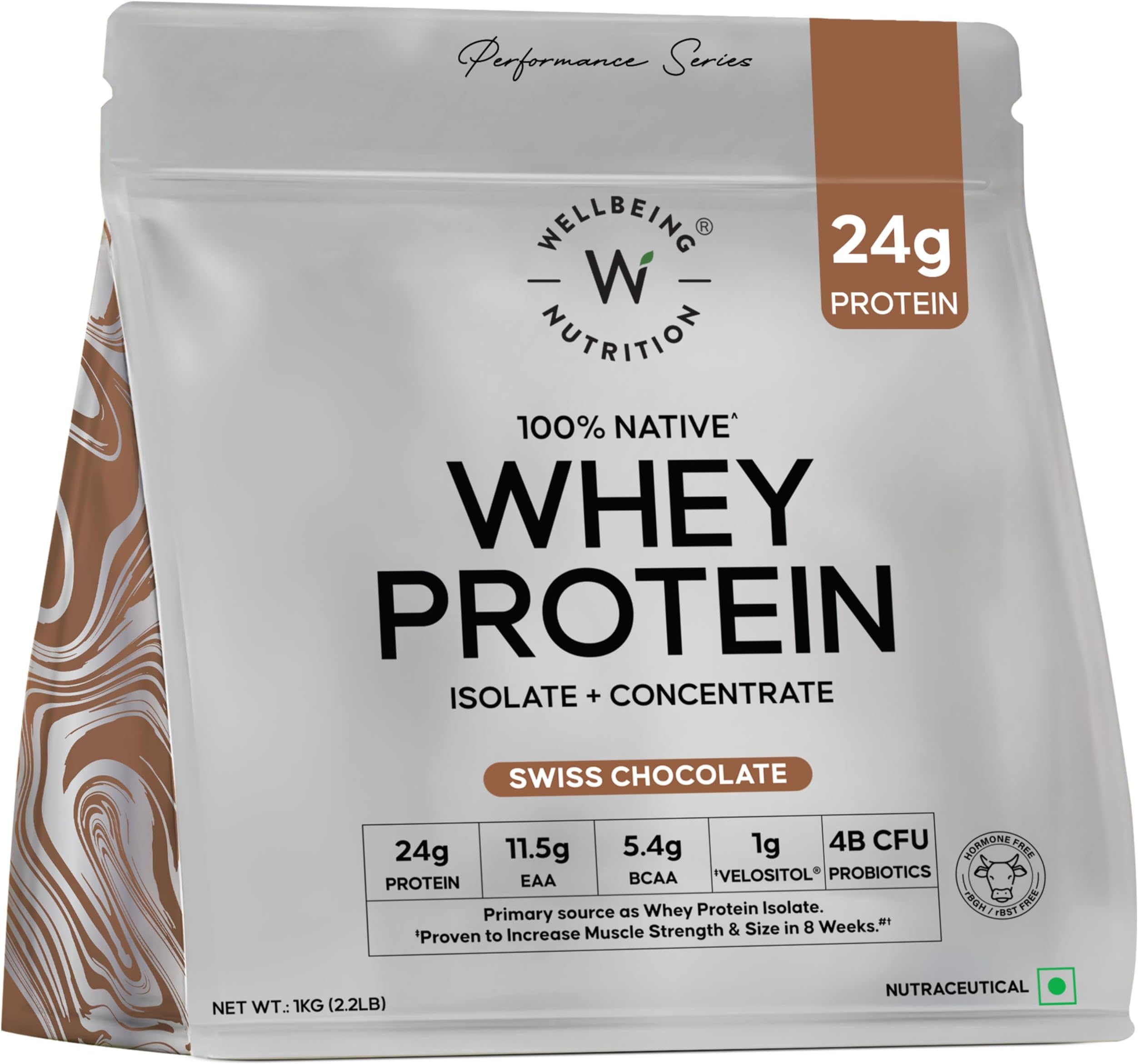 - Clean Whey Protein Isolate & Concentrate 1Kg Swiss Chocolate | 24g Protein, Clinically Proven Velositol 2x Muscle Protein Synthesis, 4B CFU Probiotics & Digestive Enzymes, Easy to Digest