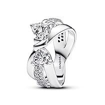 Pandora Anello da donna con fiocco scintillante incrociato, argento 193553C01, 56, 17,8, Argento sterling, Zirconia cubica