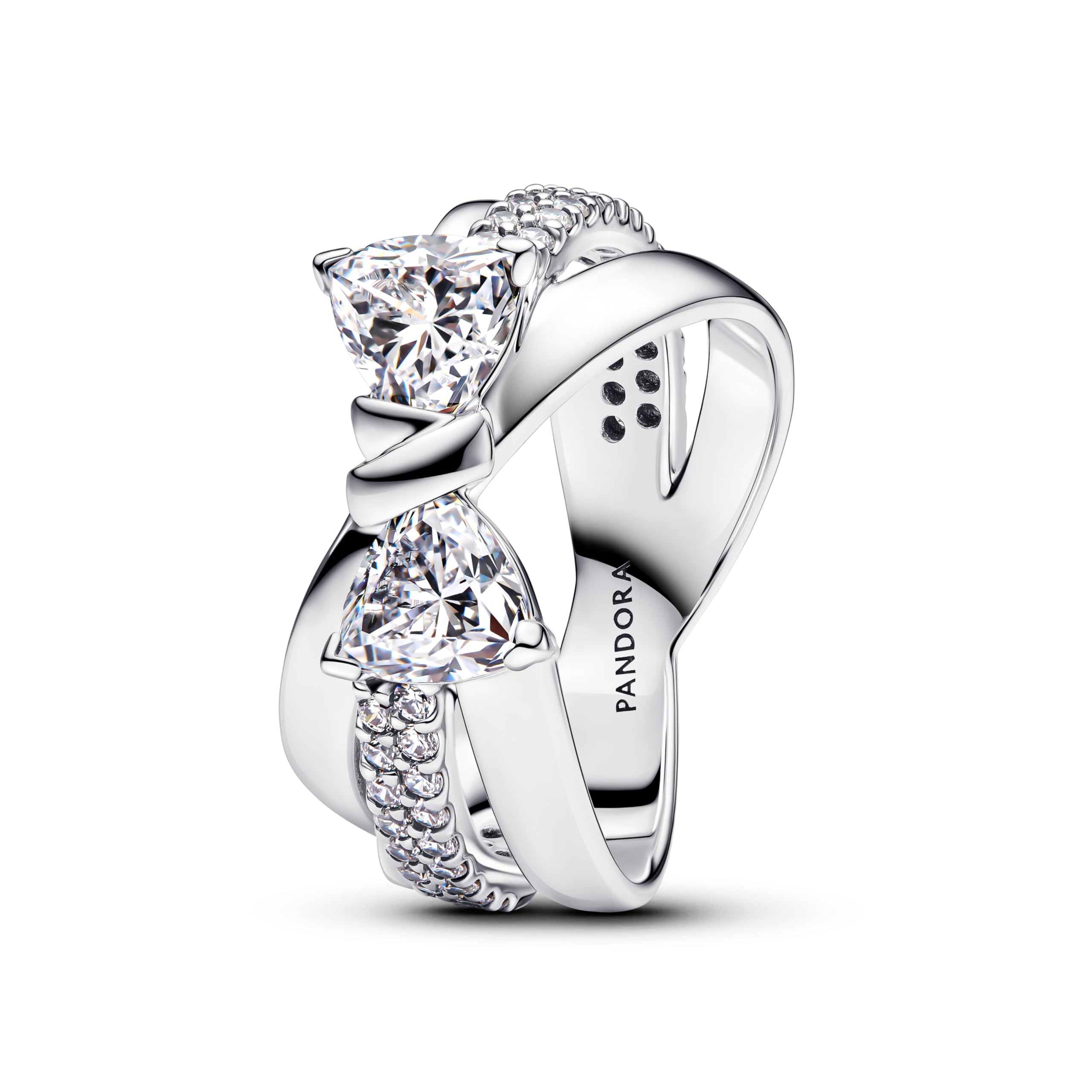 PANDORA Anello da donna con fiocco scintillante incrociato, argento 193553C01, 52/16,6, Argento sterling, Zirconia cubica