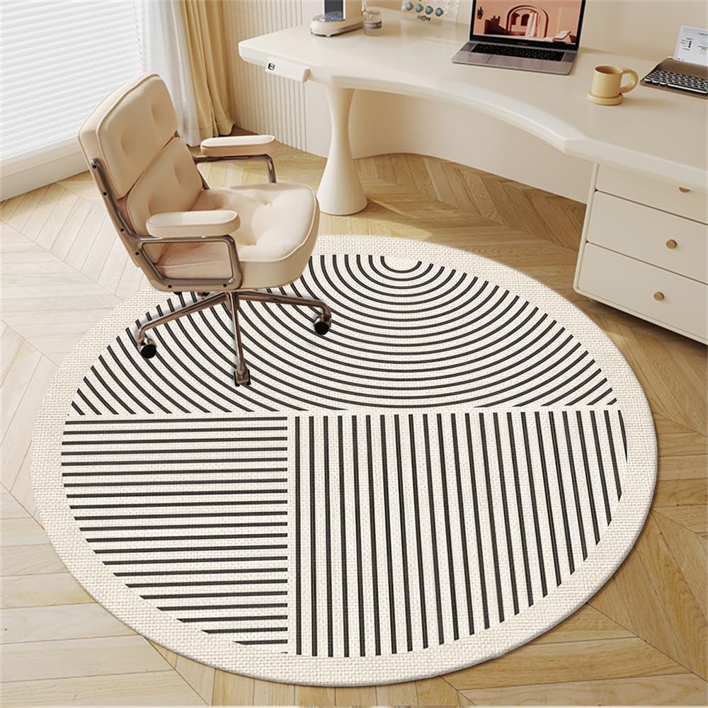 Runde Bürostuhlmatte für Teppich und Hartholzbodenschutz, rutschfeste Gaming-Schreibtischunterlage für Rollstühle, Mehrzweck-Teppichschutz (120 cm vertikale Streifen)