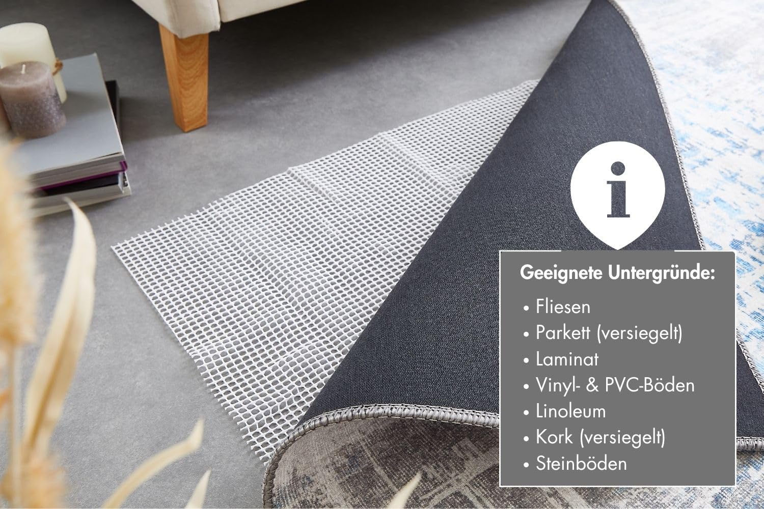 andiamo Teppich Stop - Alfombrilla Antideslizante para Alfombra (240 x 300 cm), Color Blanco