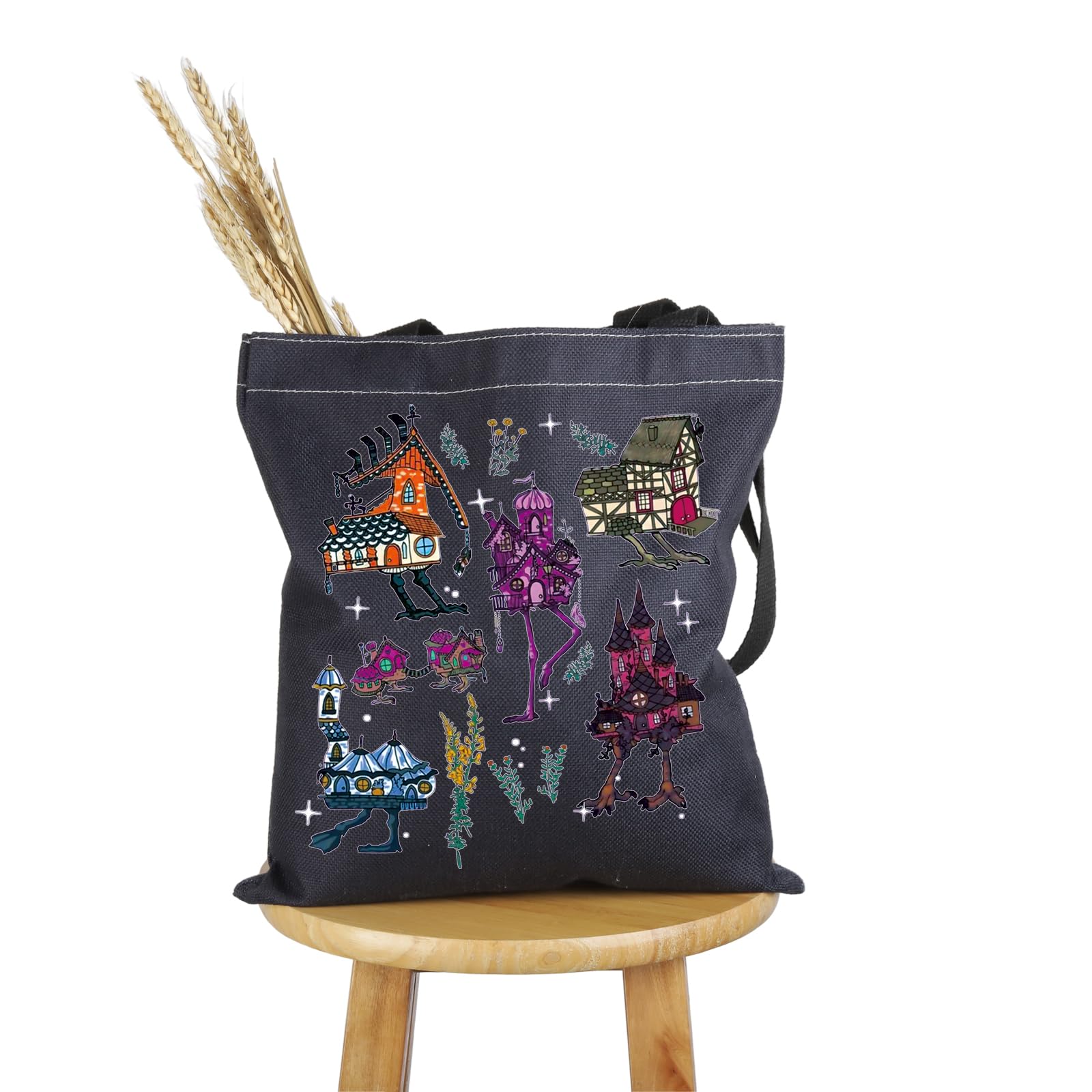 PWHAOO Witch Book Lover Inspired Gift House Design Tote Bag Folk Horror Reader Handbag Bookish Merch