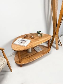 Soren Coffee Table - Modern Coffee Table with Solid Wood Two Shelves