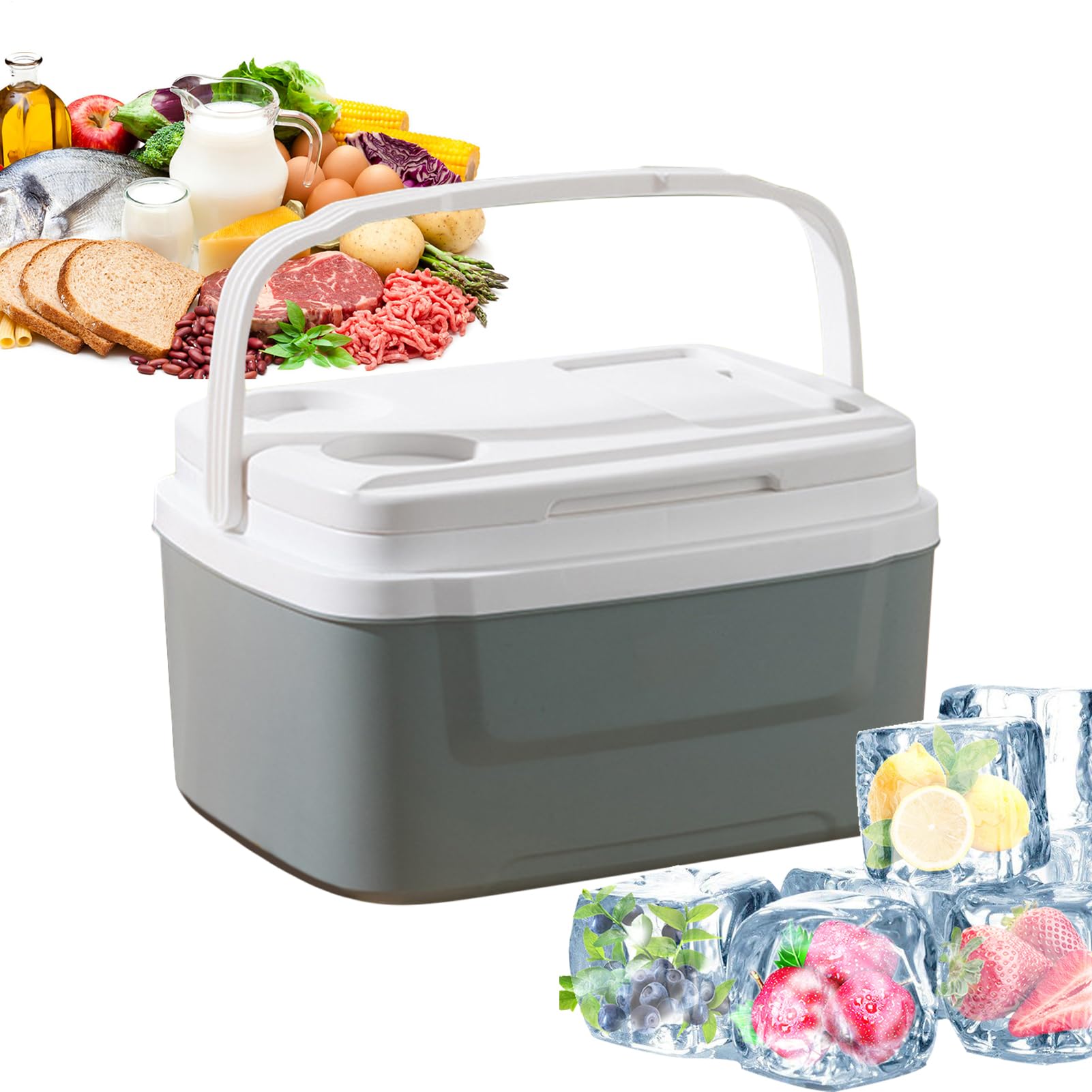 Enfriador de coche, caja de hielo portátil, capacidad de 8 litros, diseño aislado a prueba de fugas y asa enfriador de viaje para pesca, parrilla, playa, viajes por carretera, almuerzos al aire libre