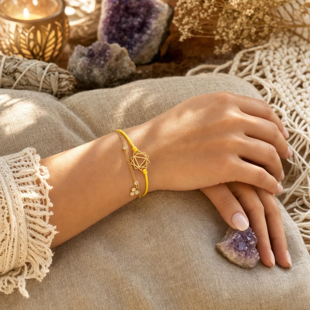NKlaus 19cm Chakra pulsera de plata 925 chapado en oro amarillo Solarplex cadena con citrino genuino 10001