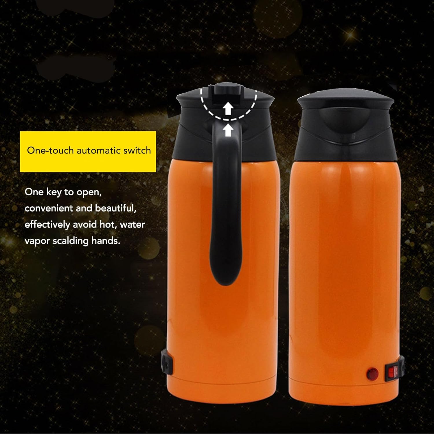 Electric Car Kettle, 800ml Fast Boiling 12V 24V Dual Voltage Stainless Steel Water Heater, for Truck Business Car