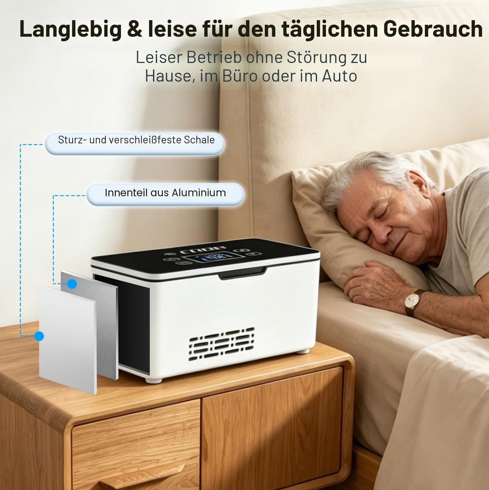 Tragbarer Insulin Kühlbox Elektrisch, Mini Medikamenten Kühlbox mit Akku | Insulin Kühltasche Elektrisch, LED-Anzeige (2–8 °C Einstellbar), mit Zwei 10200 mAh Akkus für Zuhause, Unterwegs & Auto