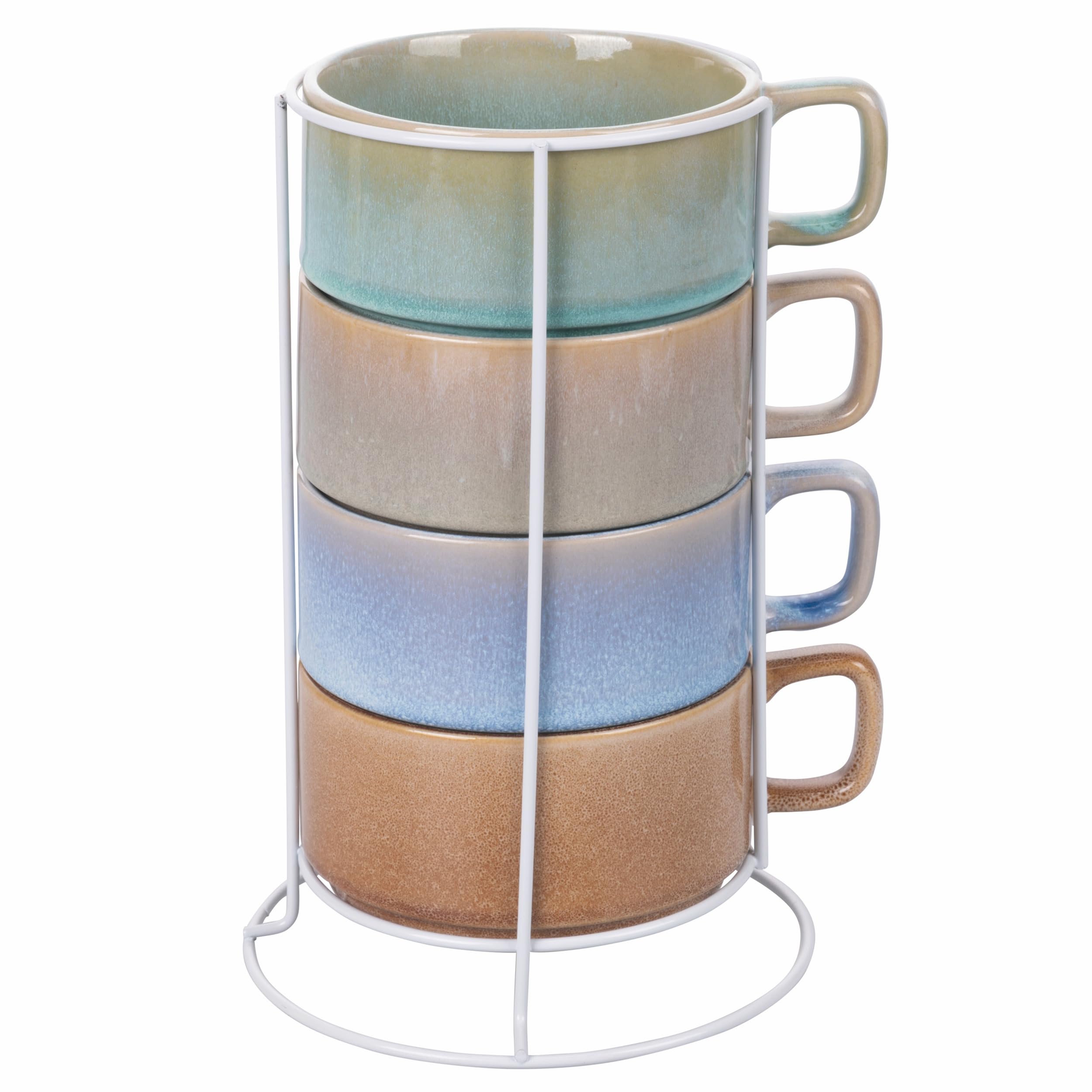 Lot de 4 tasses en grès avec support Villa d'Este Home Tivoli 360 ml