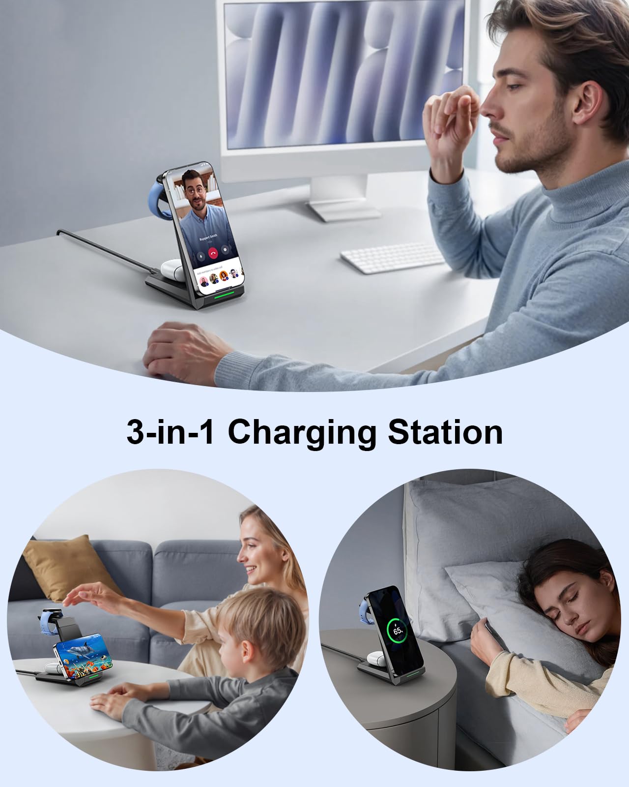 NANAMI induktive Ladestation für Google Pixel Watch 3/2/Fitbit Versa 4/3, 3 in 1 Wireless Charger für Google Pixel 10/10 Pro/9/9a/8/7, induktionsladegerät für Pixel Buds Pro 2(Not for Pixel Watch 4/1)