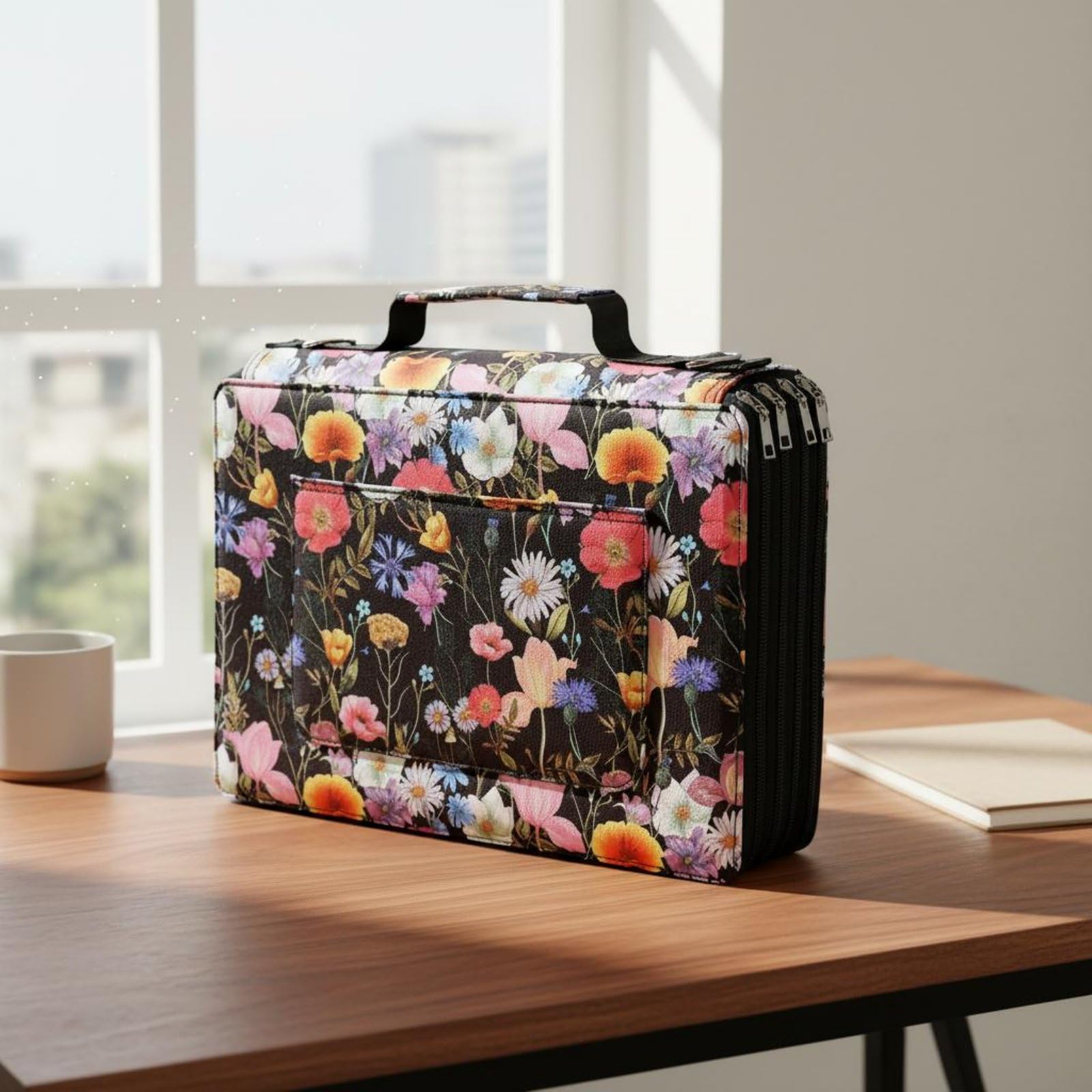 Astuccio Portamatite con Cerniera Porta Matite Organizer Custodia Cartoleria Multi Scomparto con Cerniere E Tracolla Rimovibile Tessuto Composito con, style to 4