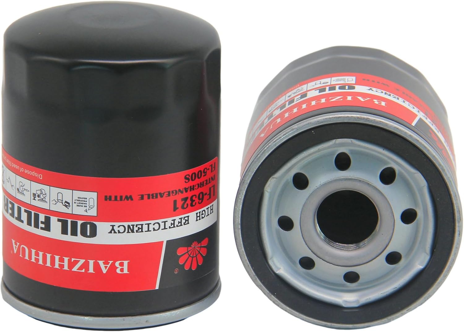 8-PACK BAIZHIHUA LF-6321 Premium 10K Miles Engine Oil Filter Replaces FL-500S, HP-2011, FL500S, AA5Z-6714-A Fits Ford 2011-2016 F-150 & Mustang 5.0L V8 Engine Buick, Cadillac, Chevrolet Vehicle Models