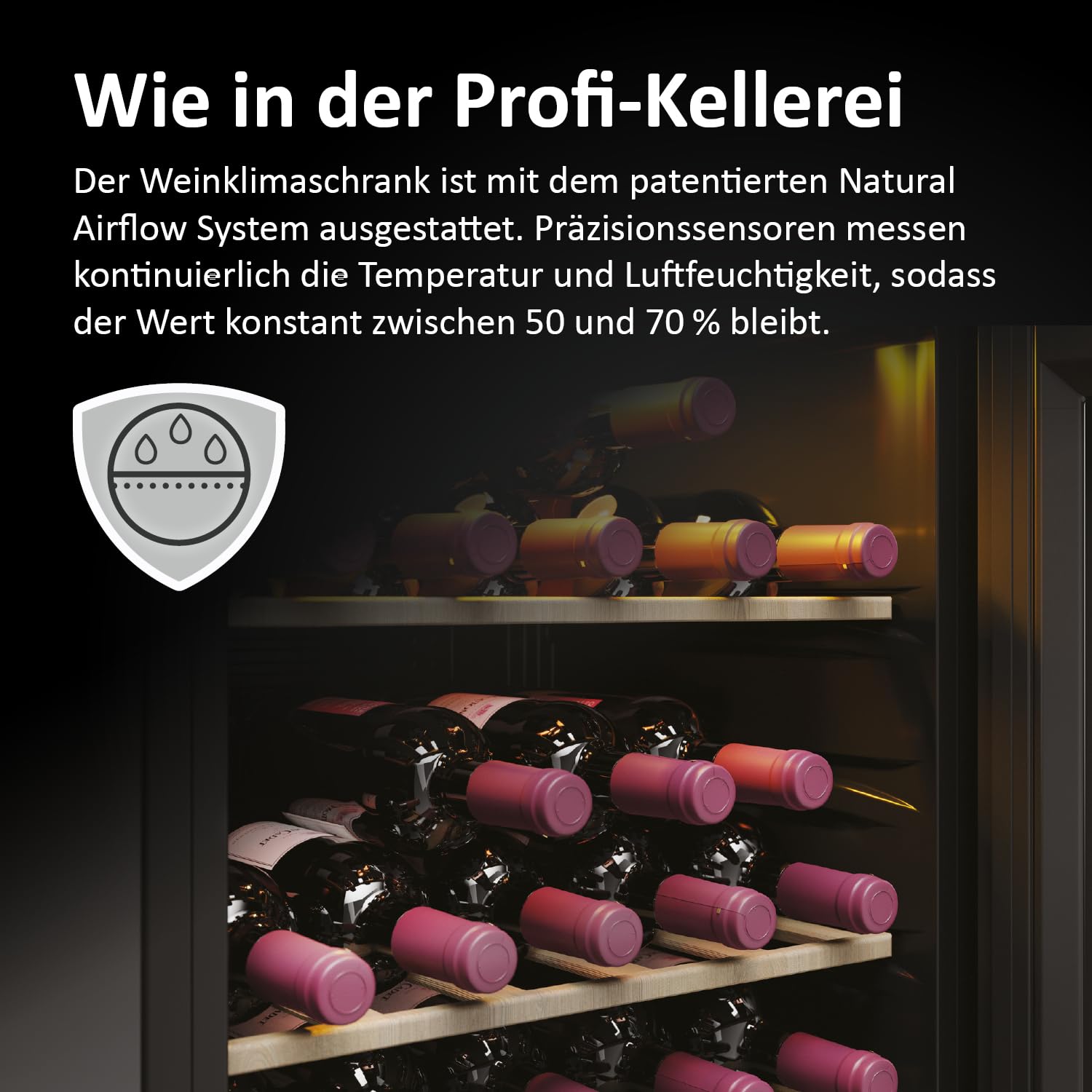 Haier Weinkühlschrank 50 SERIE 3 HWS34GGH1 Weinklimaschrank 34 Flaschen Wine Fridge UV-Glastür 5 Holzregale Wi-Fi Touch-Display