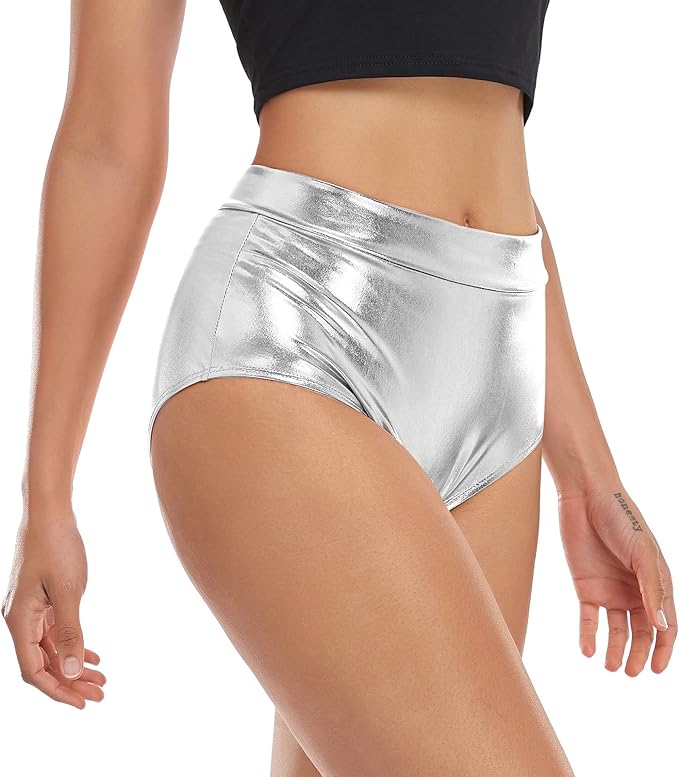 Sparkle & Shine: Metallic High-Waisted Rave Shorts