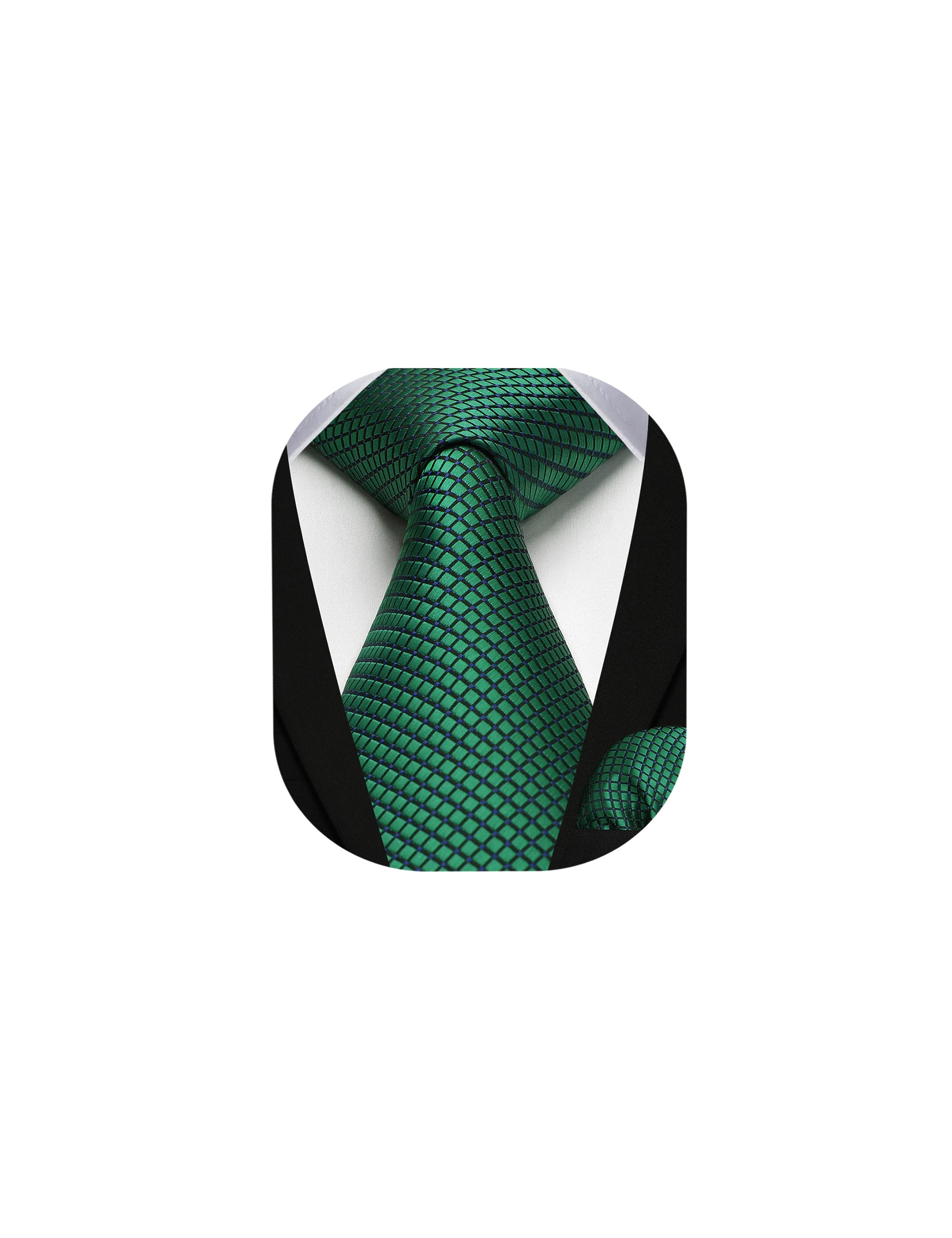 HISDERNMen's Wedding Tie and Handkerchief Houndstooth Check Plaid Tie Party Business Formal Necktie & Pocket Square Set…