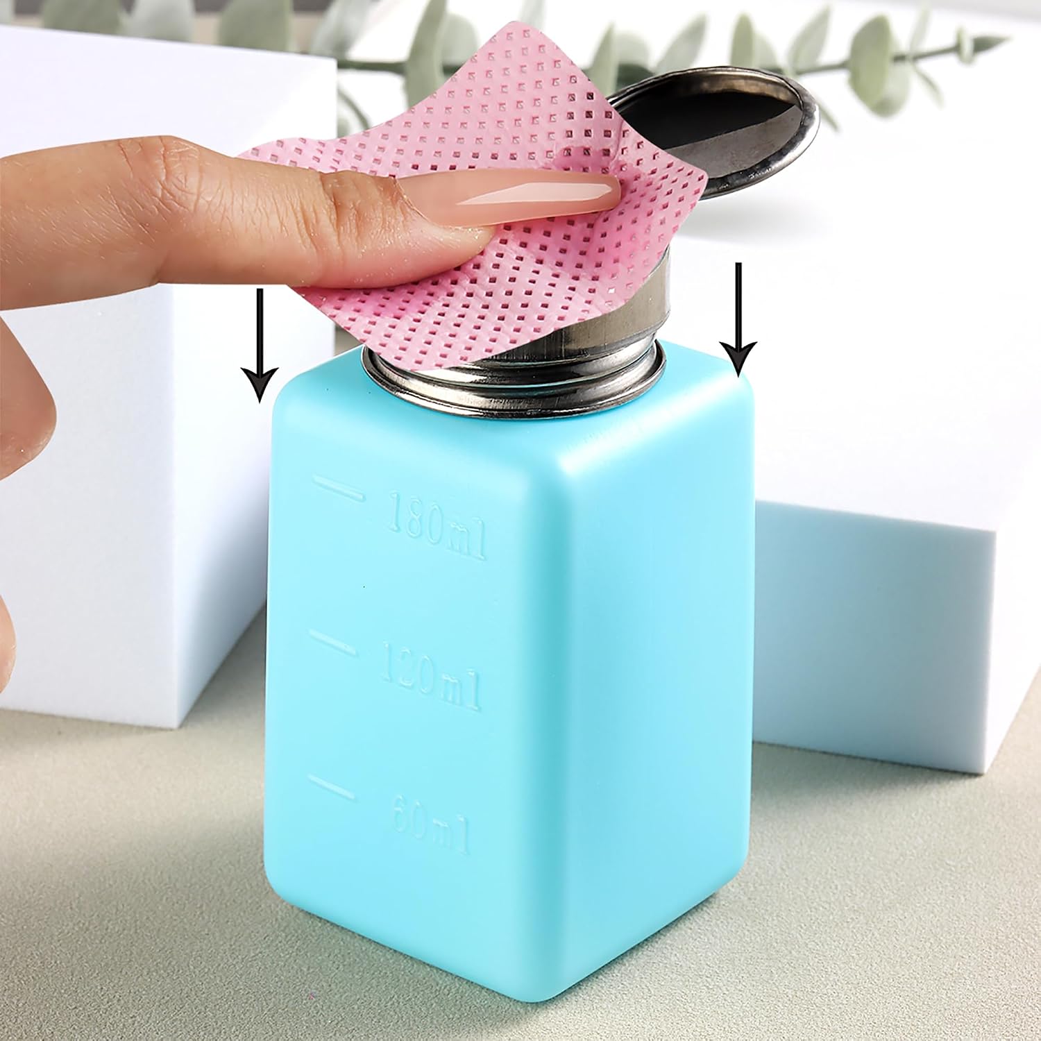 180ml Pump Dispenser Empty Bottle with 200Pcs Lint Free Nail Wipe image 2