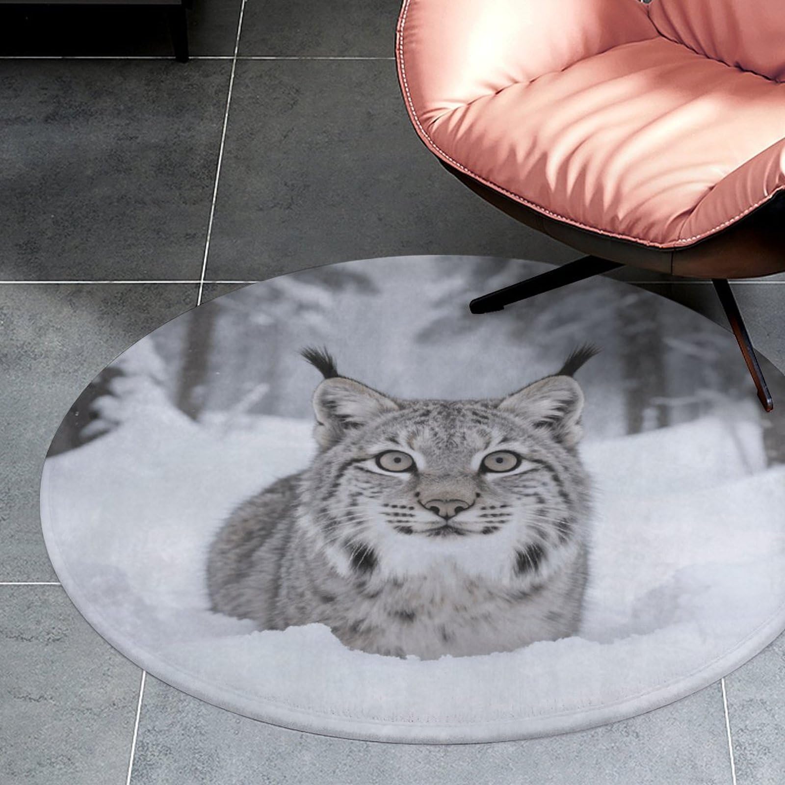 Tapis rond velours de corail 90 cm antidérapant et absorbant pour salle de bain