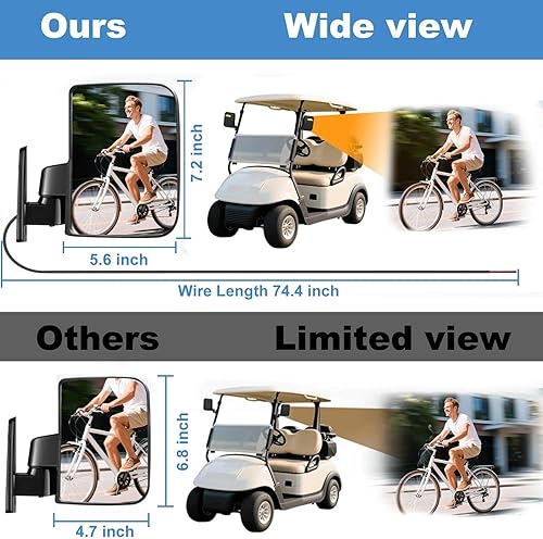 Miniatura 4 de Espejo universal para carrito de golf, espejos laterales para carrito de golf, espejos retrovisores para Club Car EZGO Yamaha UVT AVT Espejos