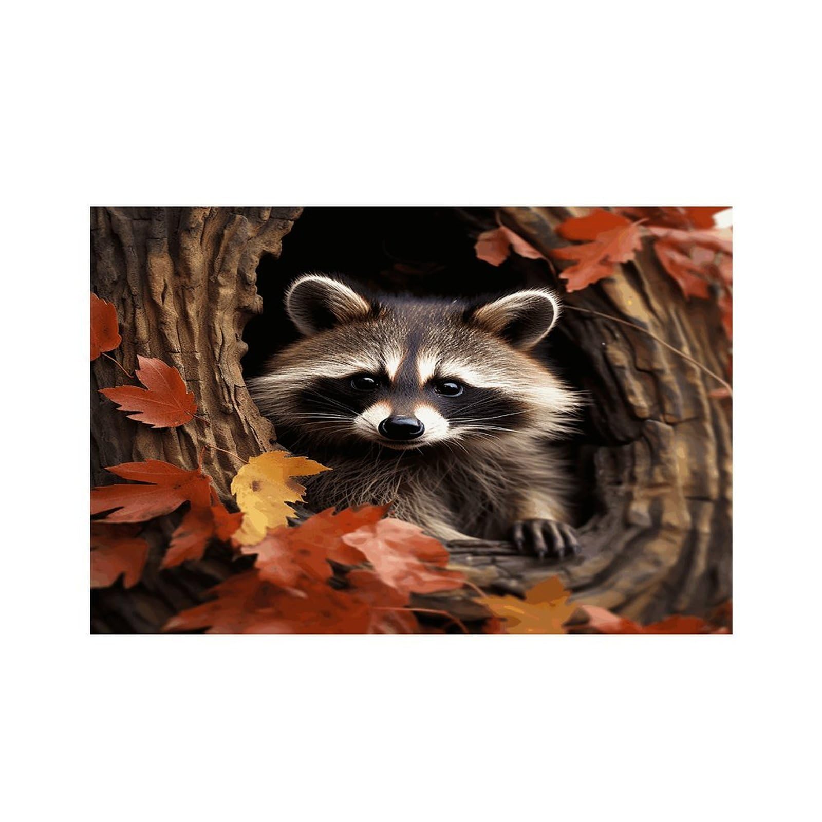 Raccoon in The Fall Tree Hole Placemats Non-Slip Heat Resistant Table Mats Flax Washable Cloth Place Mats Easy to Clean Premium Placemat for Kitchen Dining Table Decor Party Outdoor