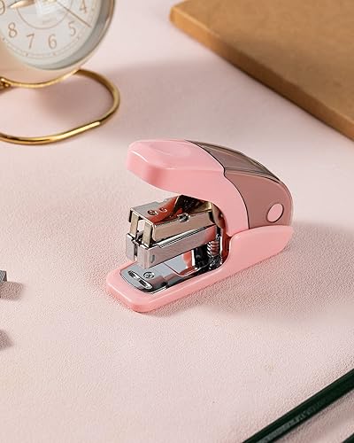Miniatura 6 de PAPERPAL Juego de mini grapadora sin esfuerzo, capacidad de 20 hojas, removedor integrado y almacenamiento de grapas, tiene capacidad para grapas de