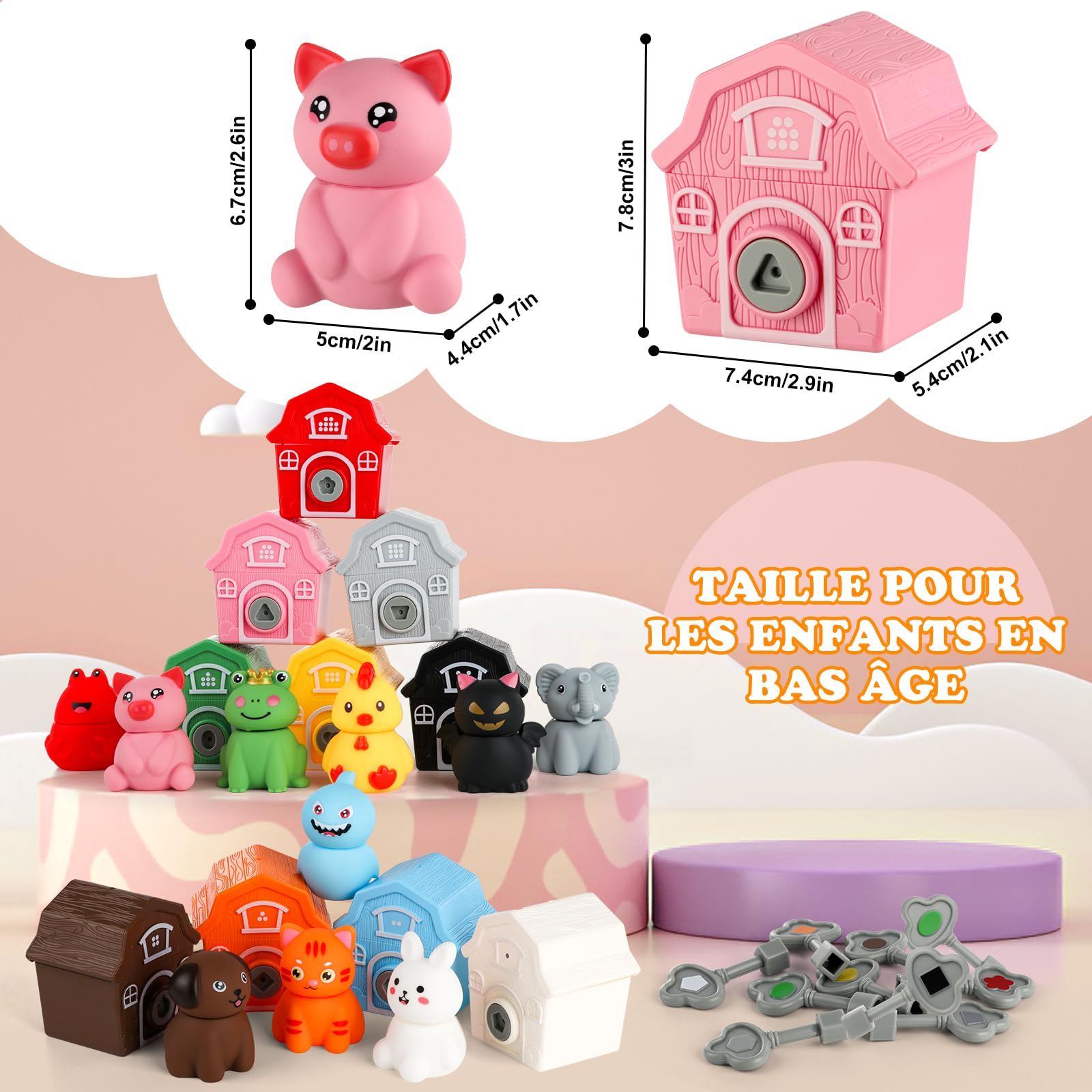 Grarain Jouet Montessori 2 Ans Jouet Animaux de La Ferme pour Enfants pour Compter, Associer et Trier Motricité Fine Animaux Jouets Ferme Enfants pour Cadeaux pour 2-5 Ans Garçons Filles