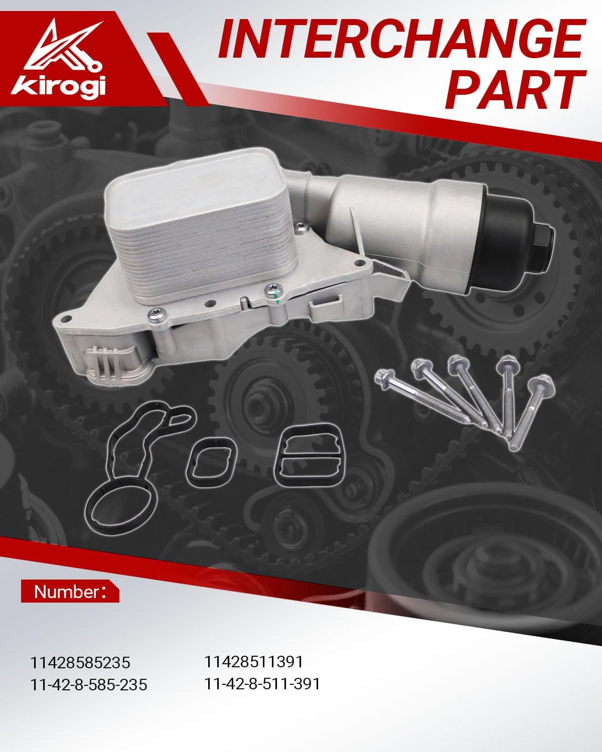 11428585235 Oil Cooler Filter Housing Assembly Compatible with Mini Cooper Clubman 2016-2019, Countryman 1.5L L3 2017-2019, X1 2.0L L4 2018-2019 Direct Replacement OE Number 11-42-8-585-235