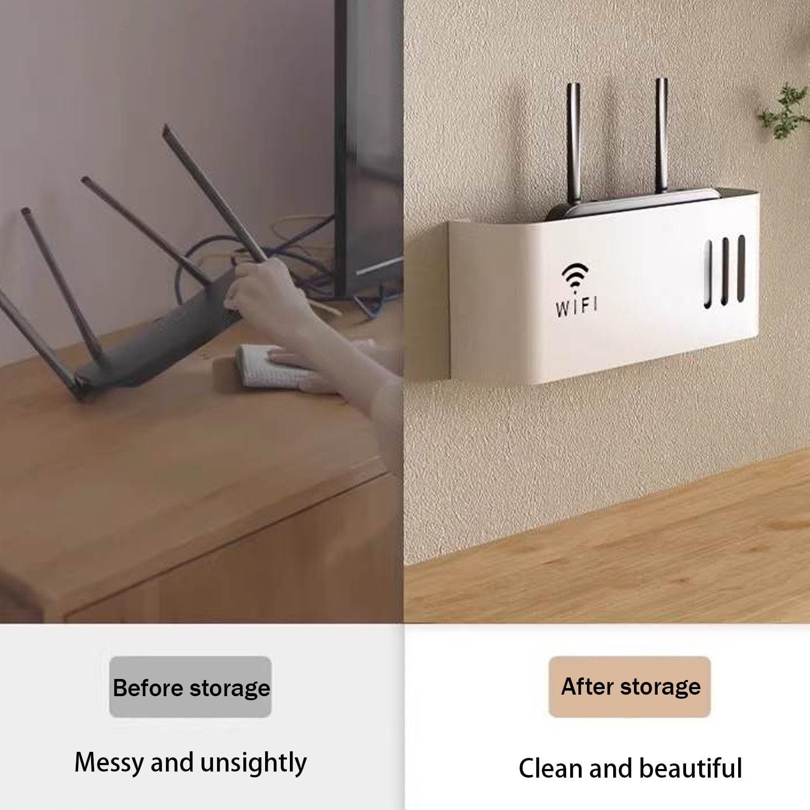 Support mural Sto Box FreestandiRouter pour modem nizer à domicile et bureau avec armoire de routeur sans fil Cabment (blanc)