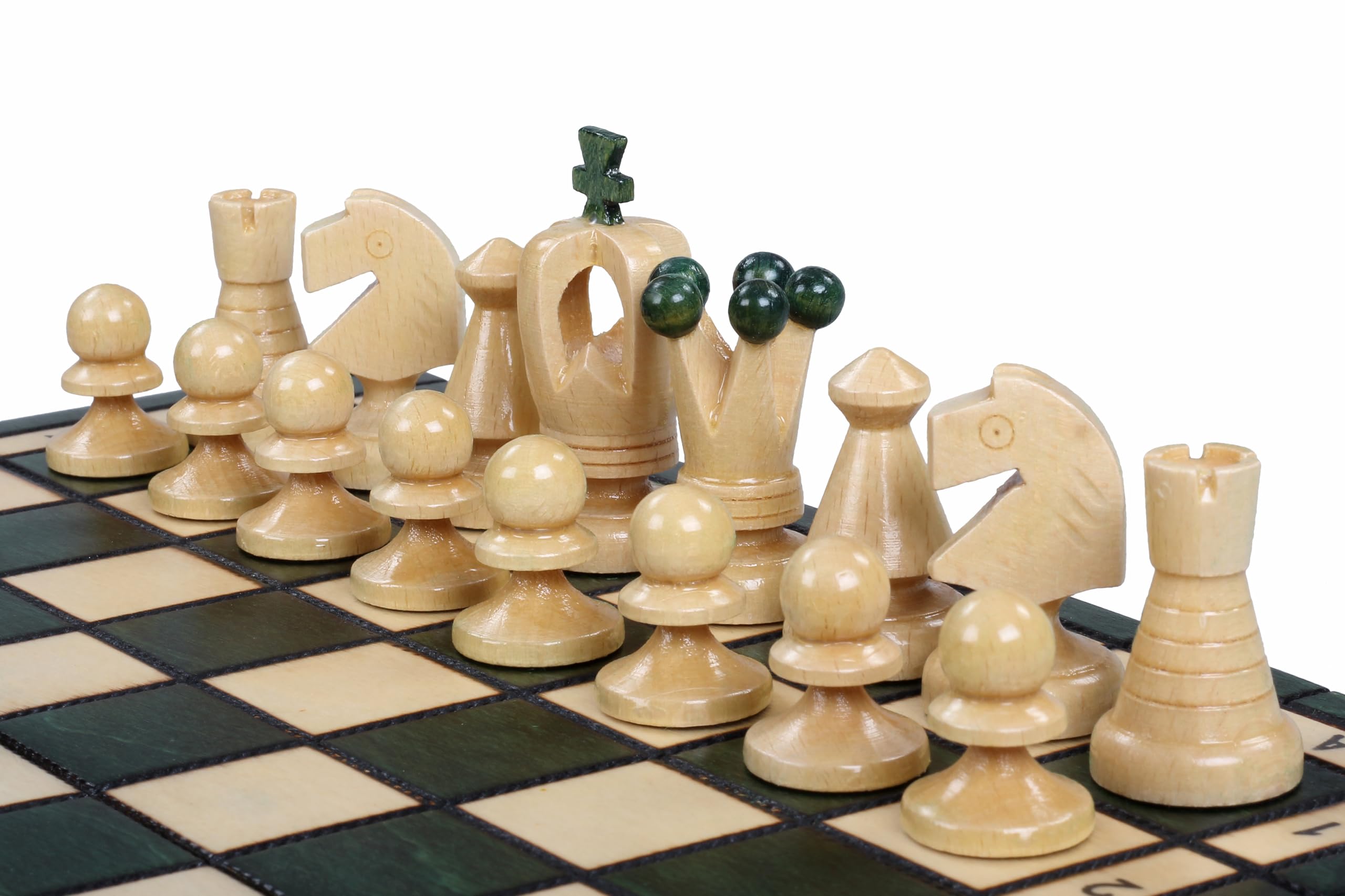 Sunrise Chess Royal - Juego de ajedrez (compacto, elegante y económico), color verde