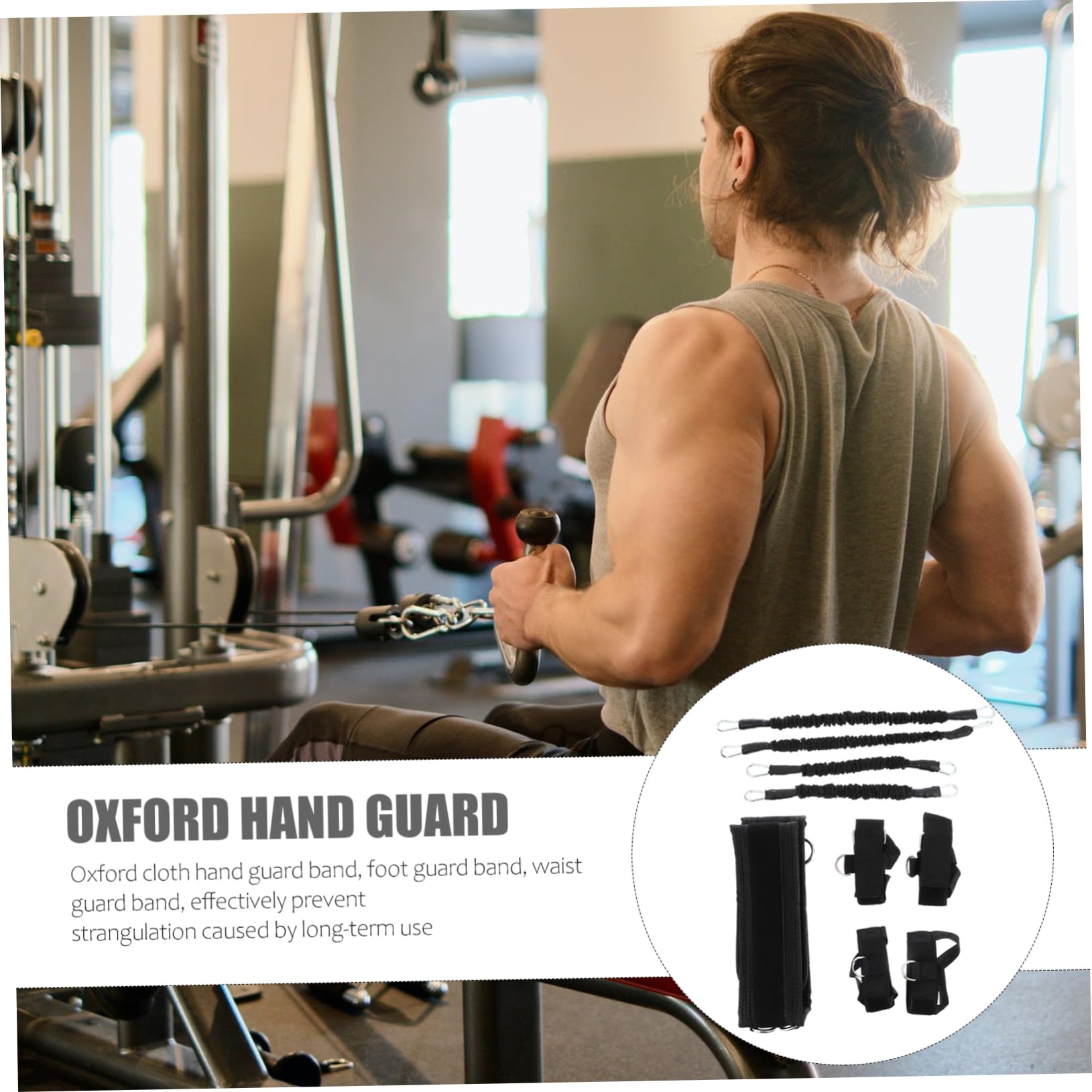 Set di Bande Elastiche Fitness 20lbs per Allenamento, Nero | Tessuto Oxford e Corda in Lattice, Dimensione Regolabile, Esercizi a Piedi e Uso Outdoor
