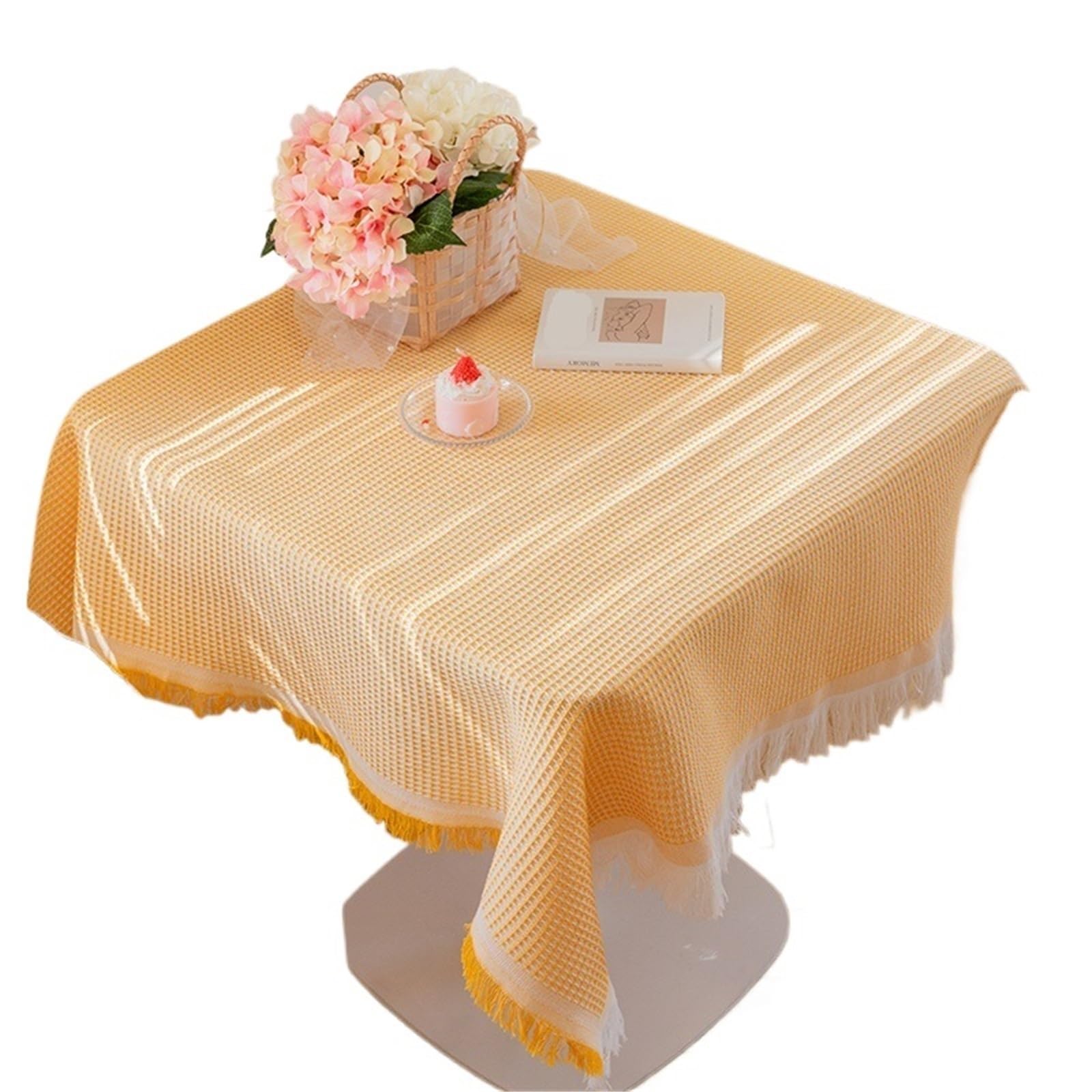 ZNTIHZ Coffee Table Cloth Tablecloth Simple Style Bedside Cover Square Round Desk For Home Decoration For Furniture Dresser(Yellow,90x150cm)