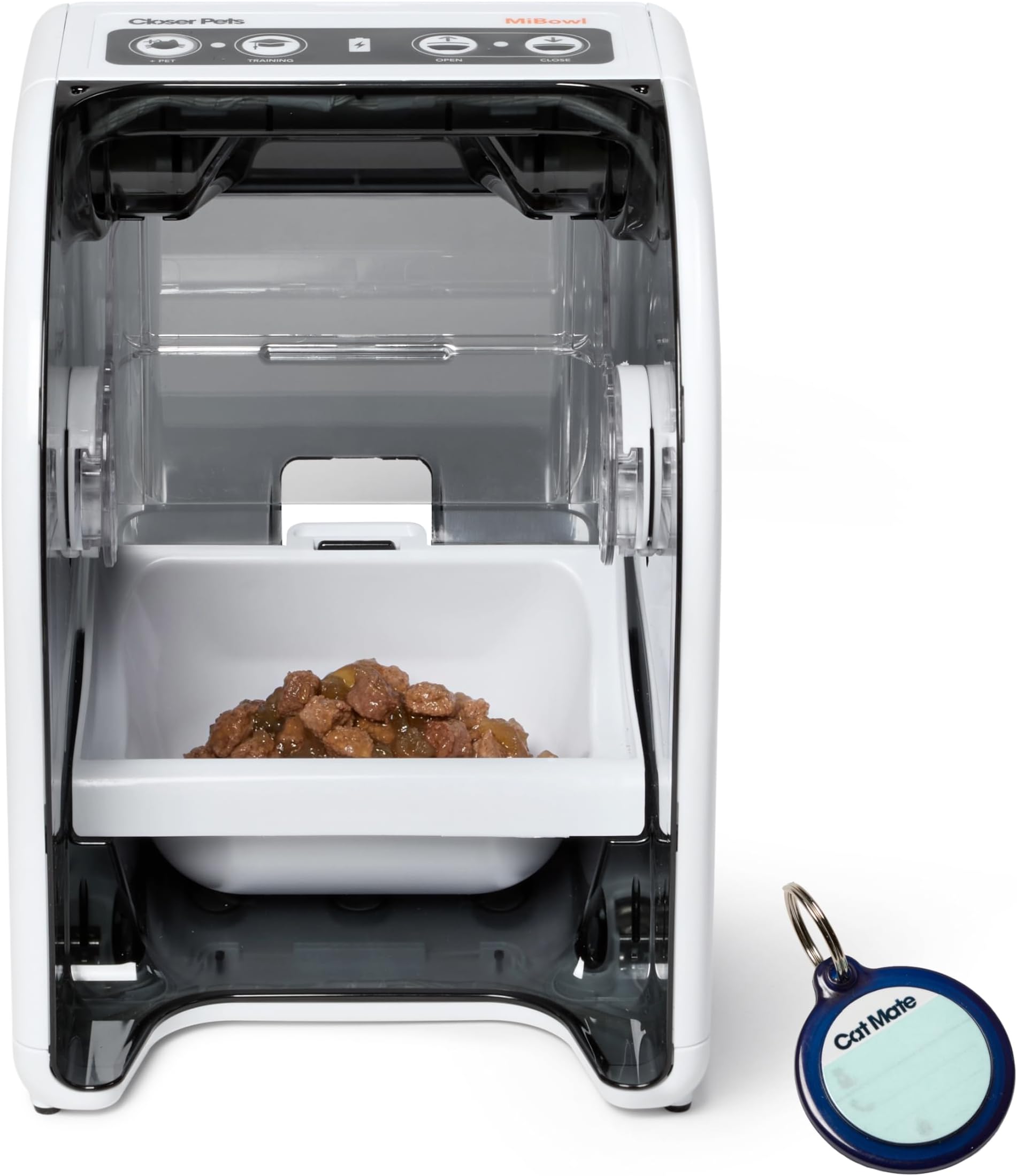 MiBowl Automatic Selective Microchip Smart Pet Feeder (CP500) - BPA and BHT Free Bowl with Enclosed Back for Small to Medium Cats and Small Dogs, White