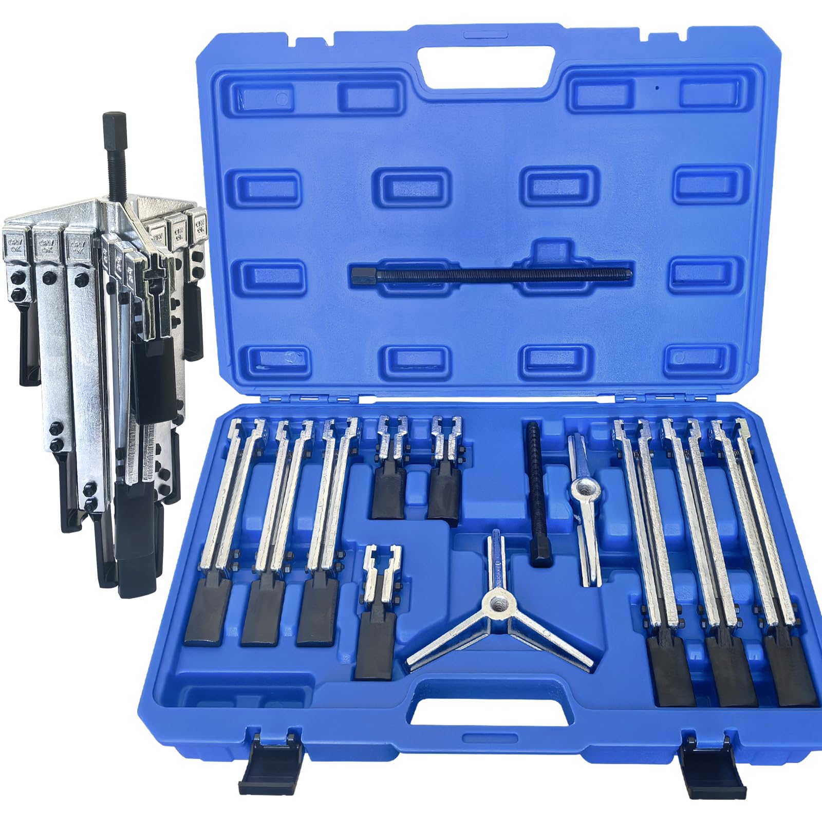 FOFLYRN 6 in 1 Gear Puller Set,13pcs 2 Jaw & 3 Jaw Bearing Flywheel Puller Kit with Reversible Jaws,Cr-V Steel Heavy Duty Pulley Puller Tool for