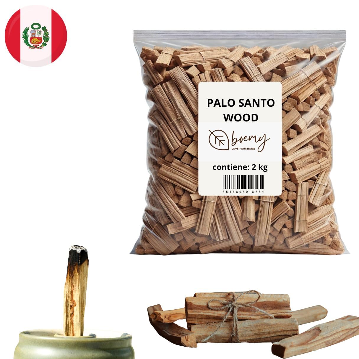 BOEMY Palo Santo - 2 kg | Origine Perù | Legno Aromatico Naturale