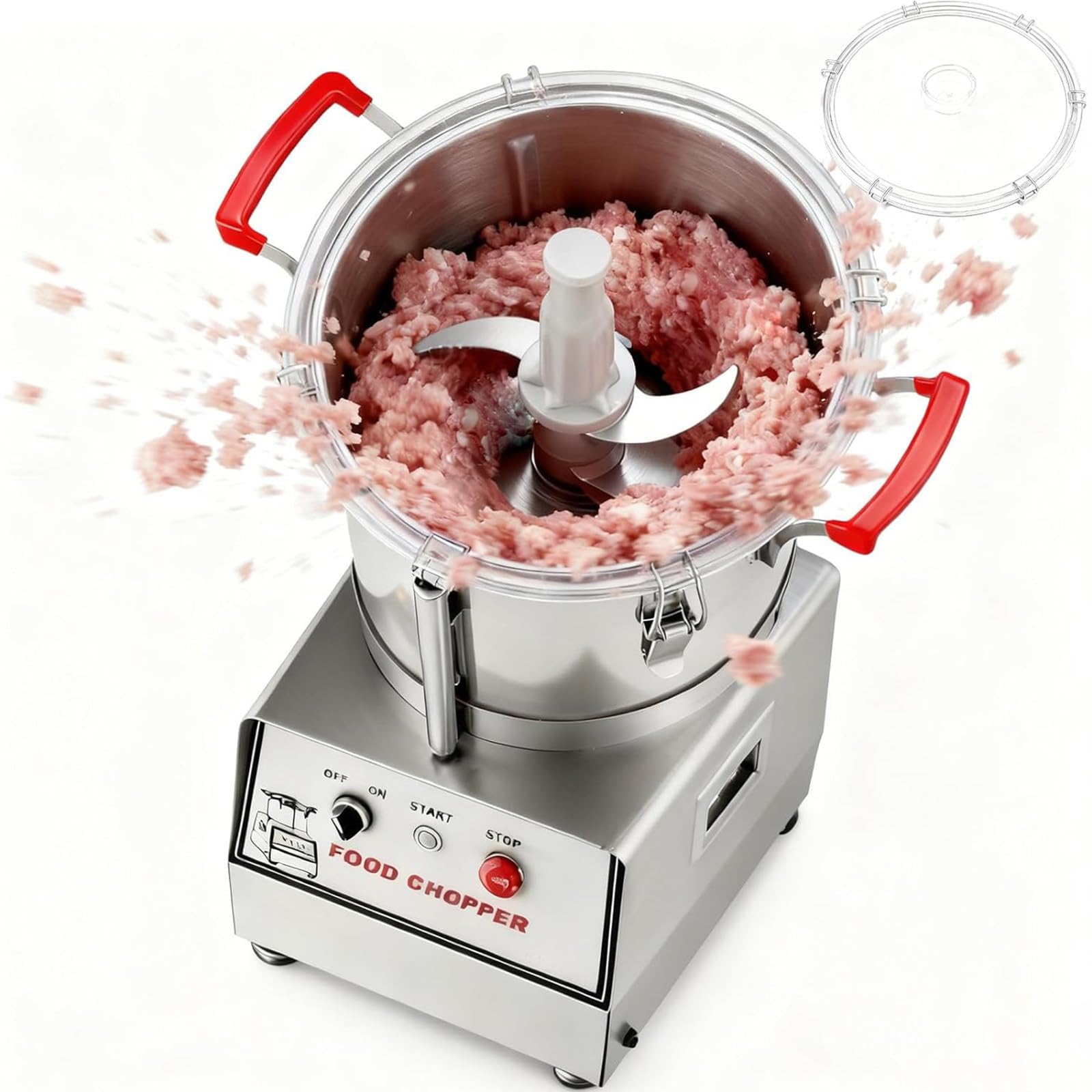 DPQYJPP 7L/10L/15L Commercial Food Processor,Meat Grinder,Electric Vegetable Chopper,Multi-Functional Food Processor with Stainless Steel Body & Blade,for Vegetables Fruits Grains Peanut Ginger 10L