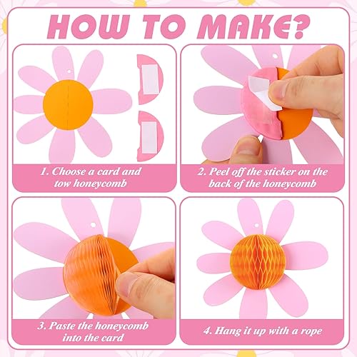 Miniatura 6 de Poen 12 piezas de margaritas Groovy Boho colgantes para fiesta, decoración de fiesta de cumpleaños de margaritas, decoración de primavera retro,