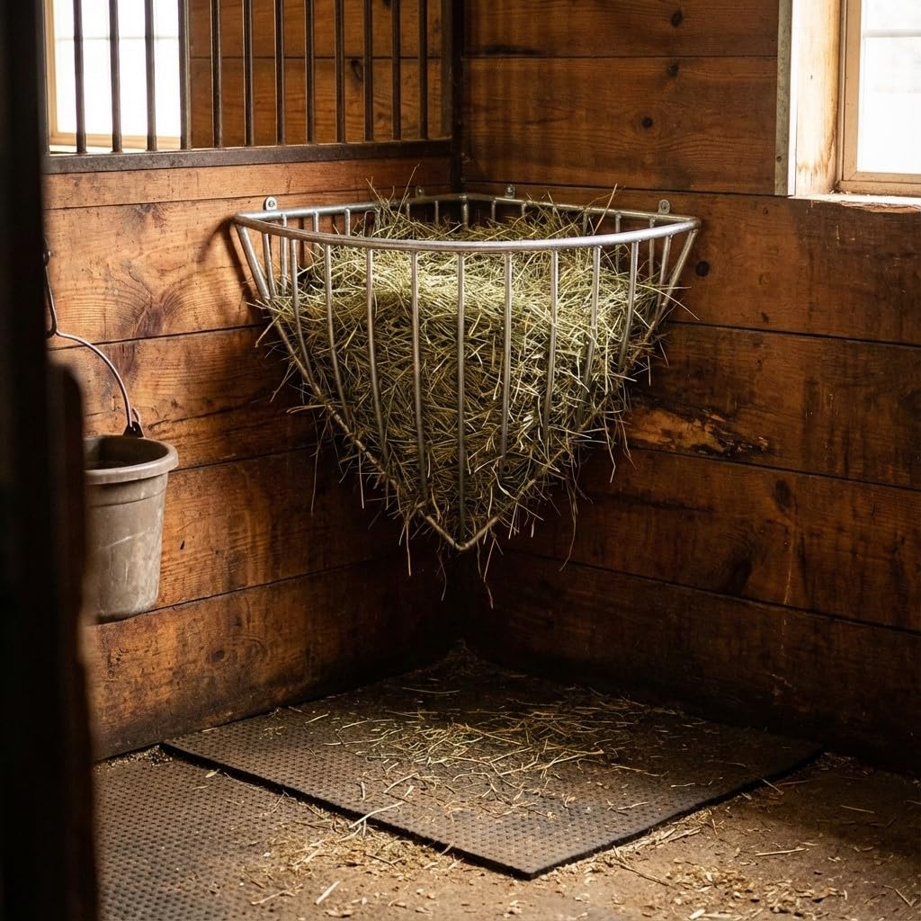 Suinga Comedero Forrajera Caballos en Esquina, 87x60x55 cm - Comedero de Forraje para Caballo