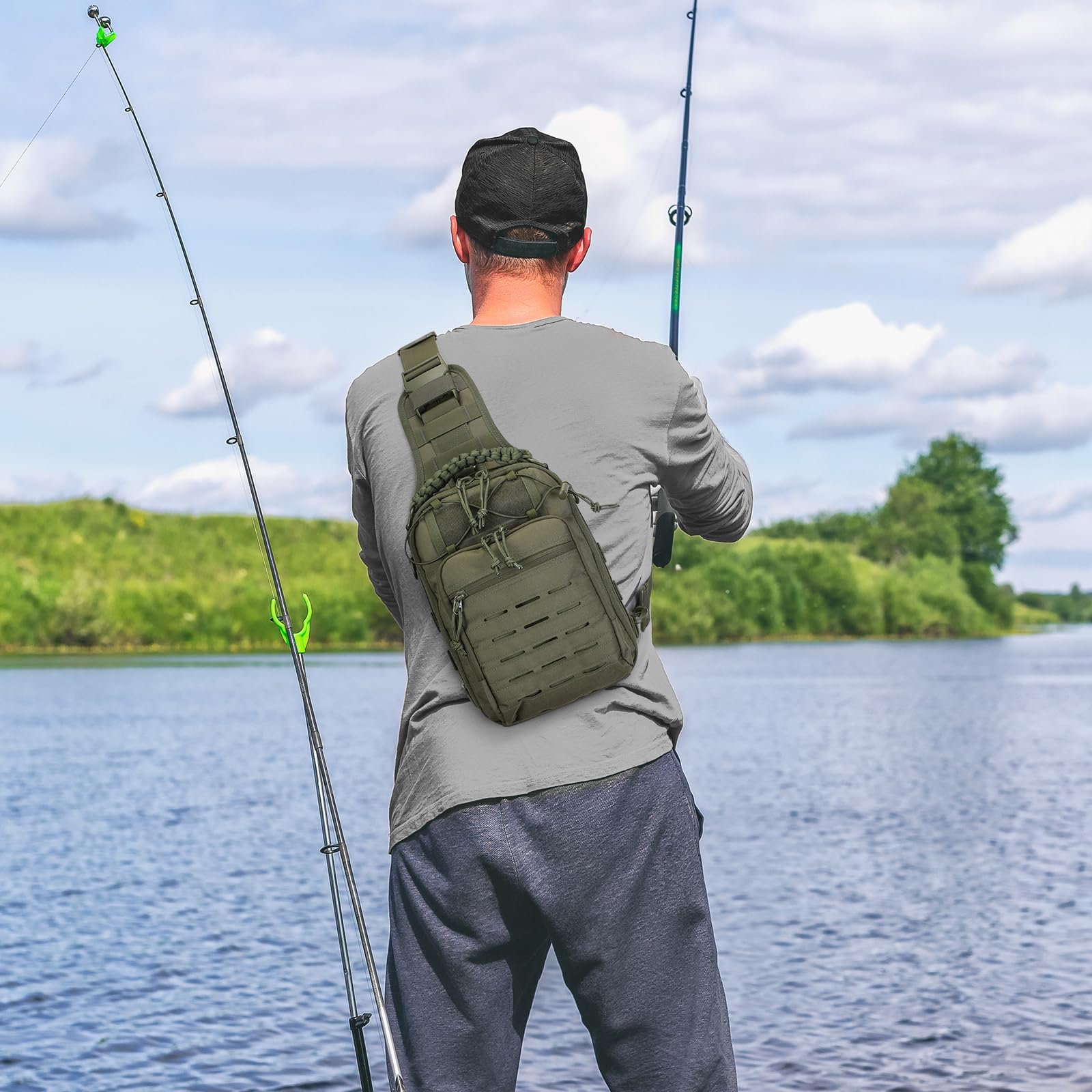 HUNTVP Taktyczna torba na klatkę piersiową, wojskowa torba na ramię, wojskowa torba na klatkę piersiową, plecak Molle, torba crossbody, torba na ramię, mini dla mężczyzn, kobiet, podróże, wędrówki, na